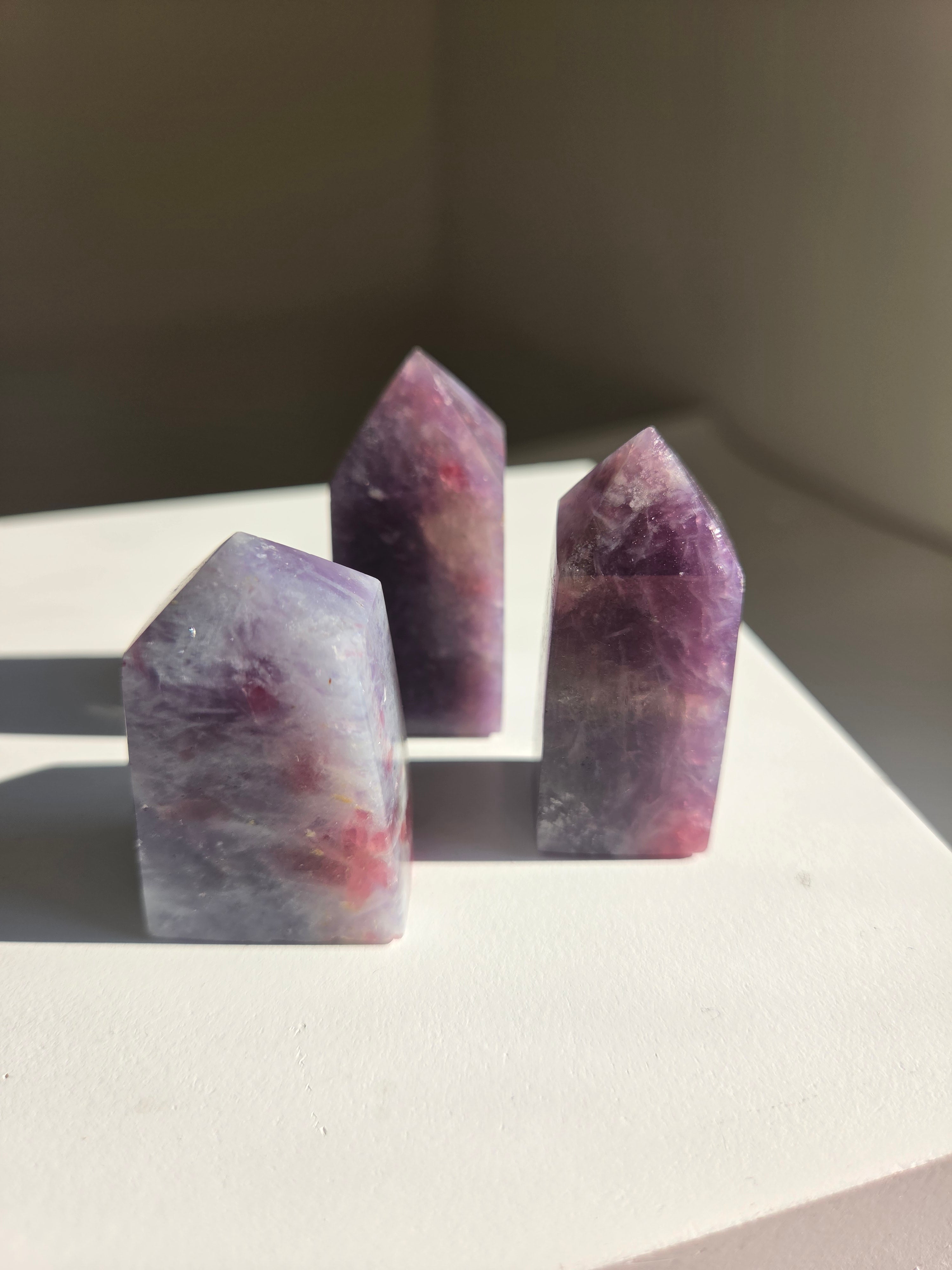 Pink Tourmaline x Lepidolite Tower Set 001