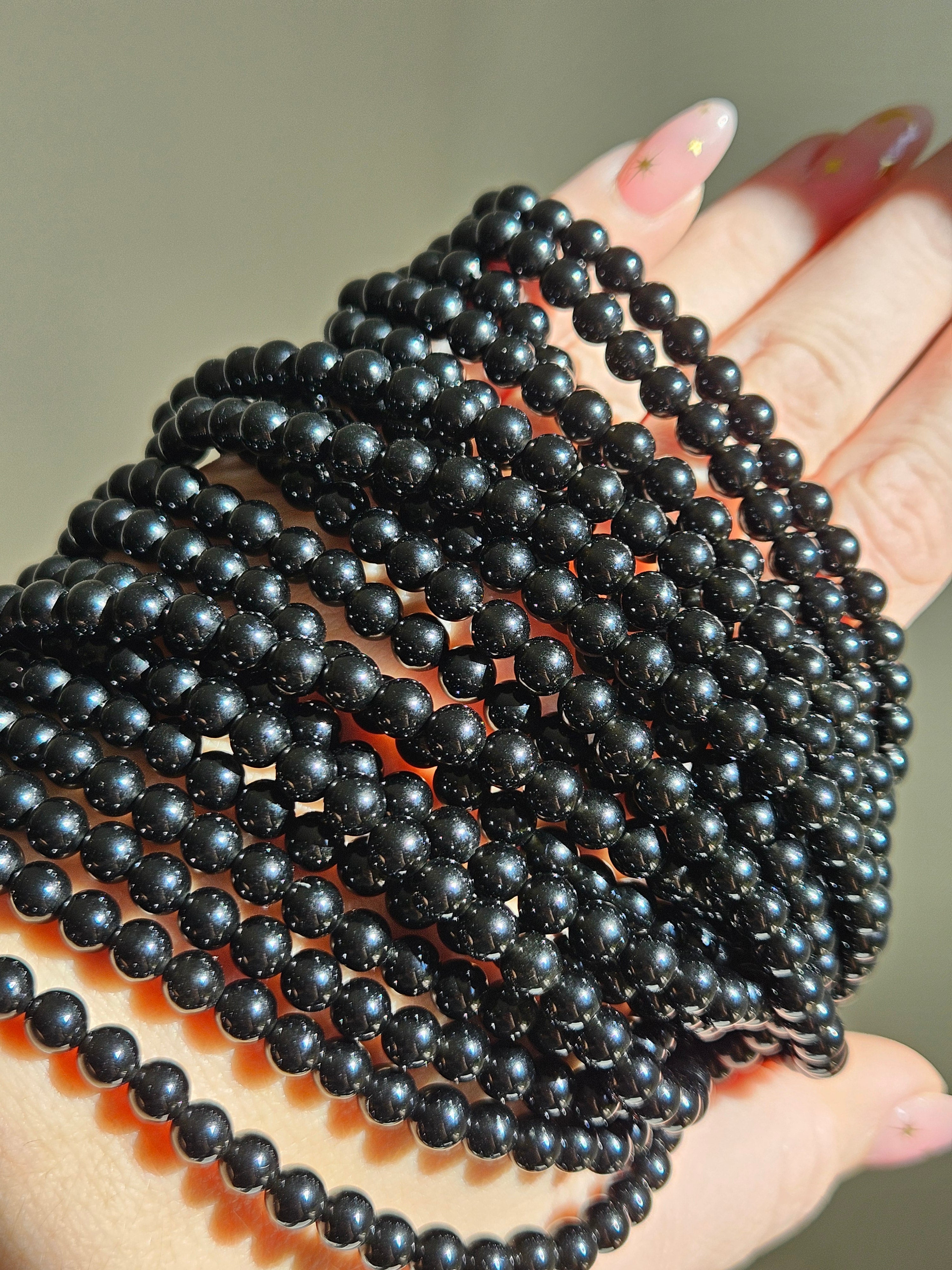 Obsidian 3 wrap Bracelet | 6mm
