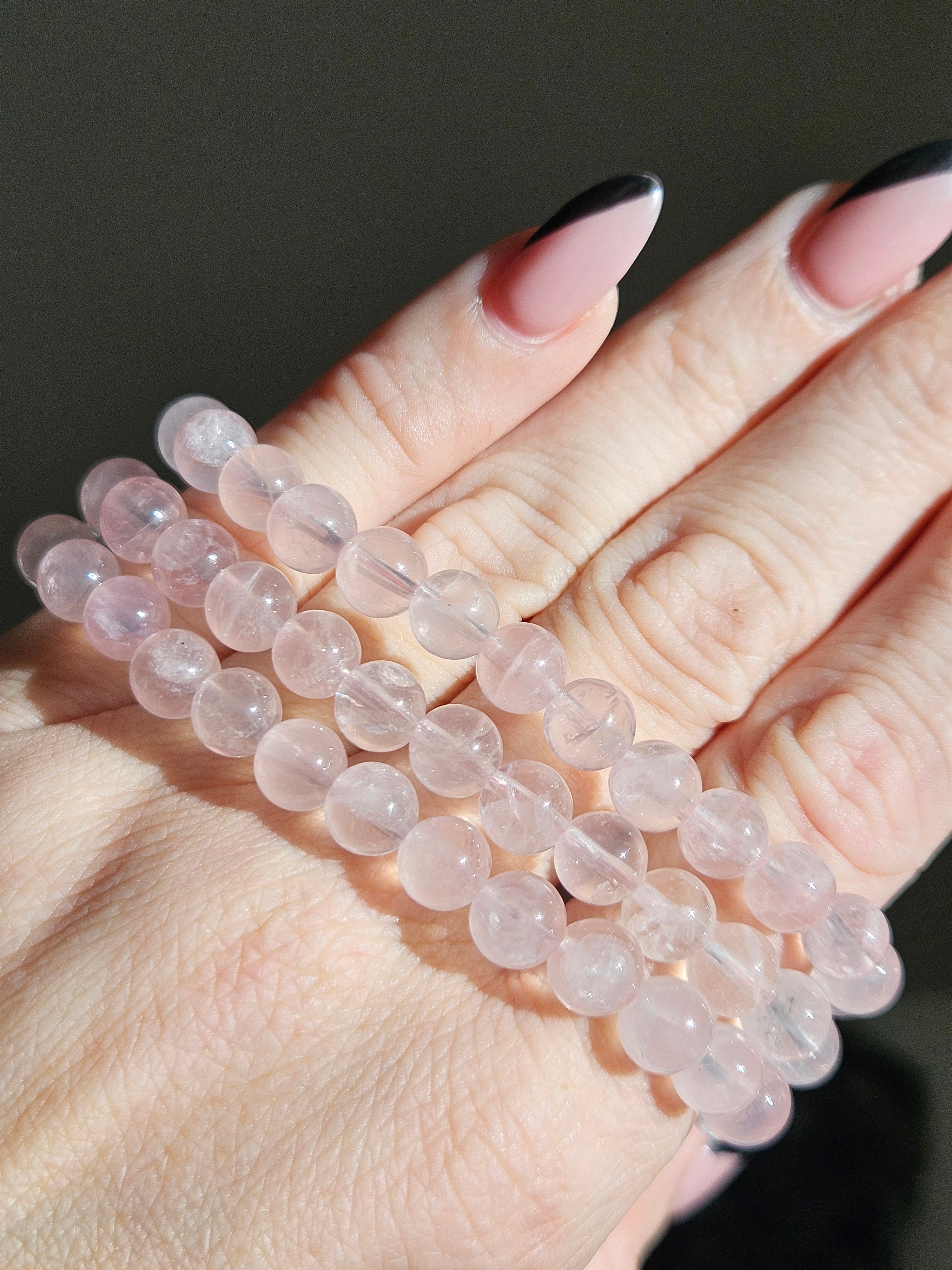 Rose Quartz 3 wrap Bracelet | 7mm