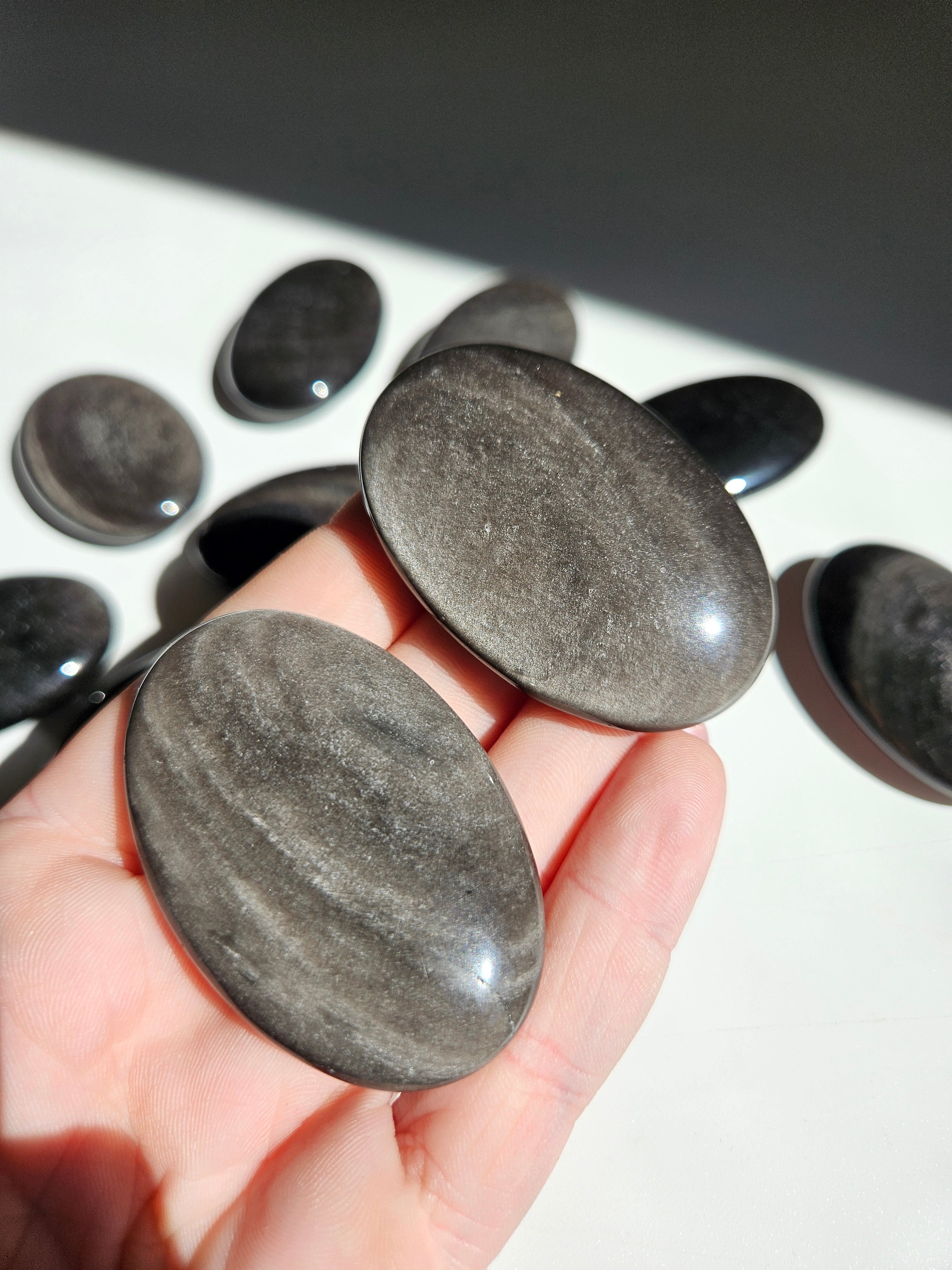 Silver Obsidian Palmstone