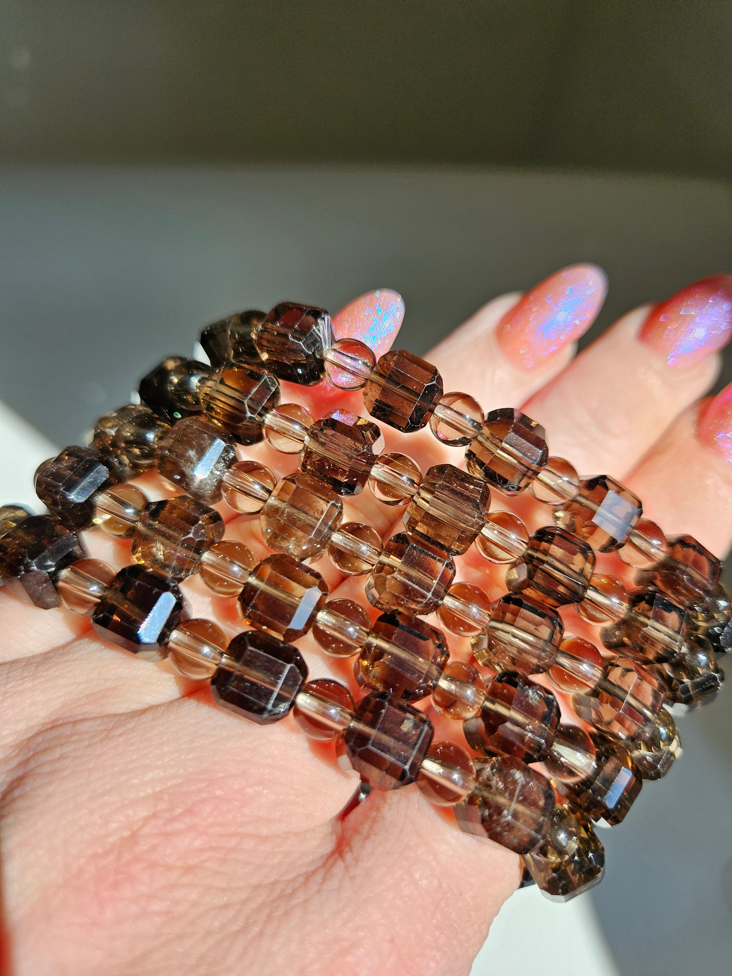 Smoky Quartz Cube bracelet | 8mm