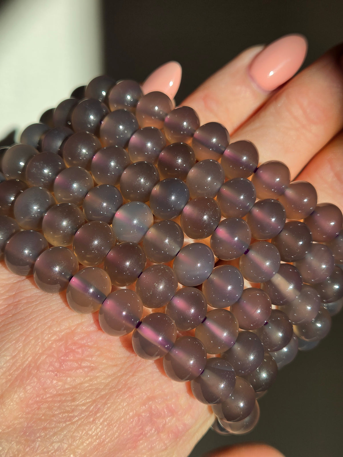 Smoky Purple Agate Bracelet | oval beads