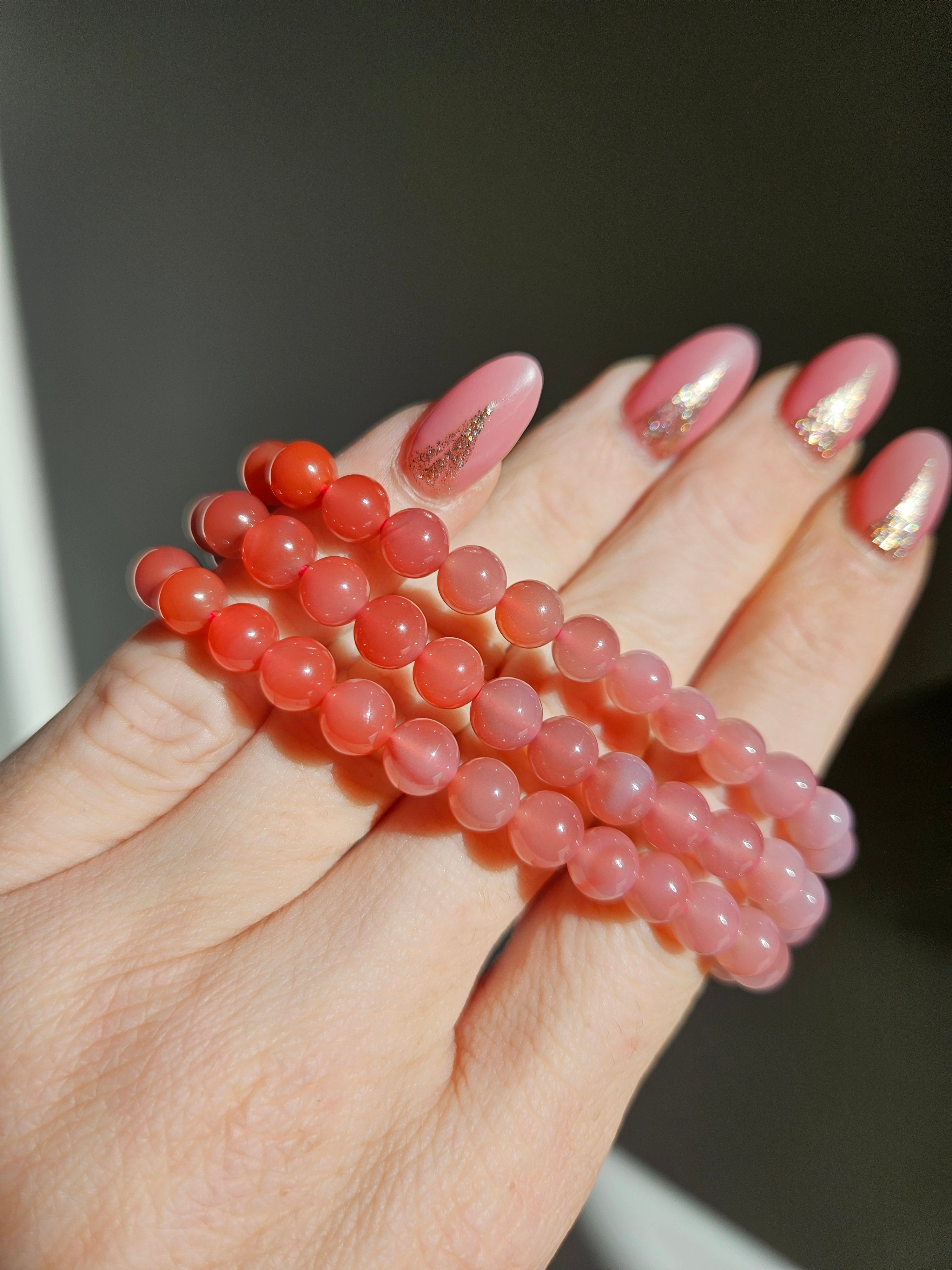 Pink Agate 3 wrap Bracelet | 6mm