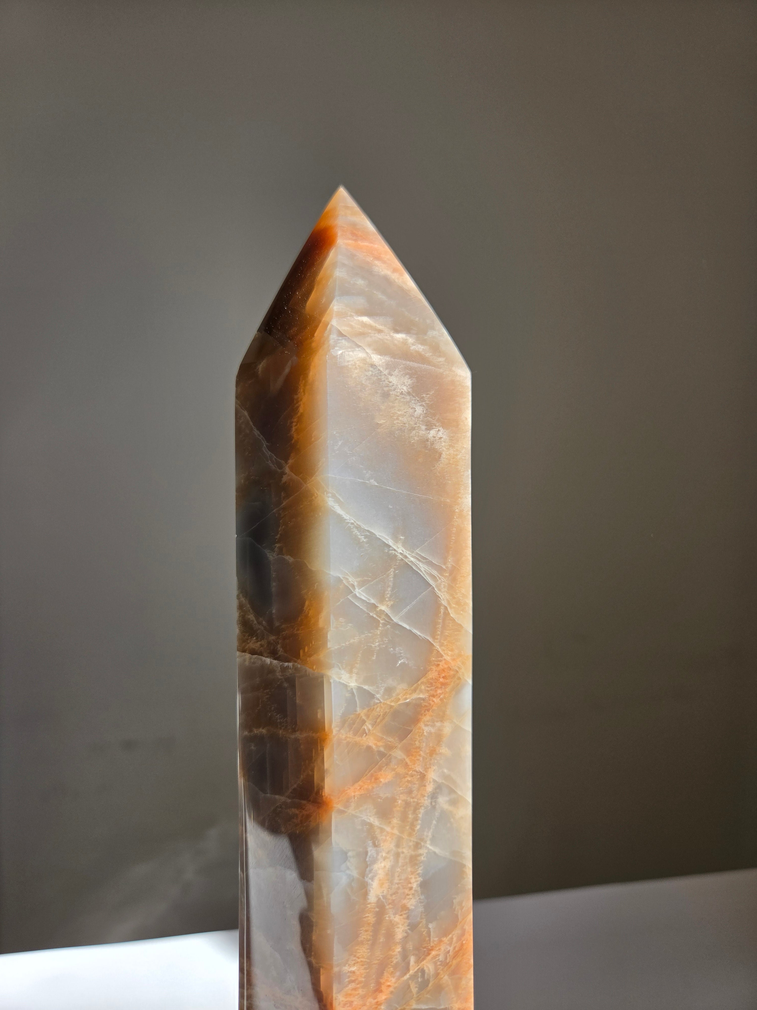 Peach Moonstone x Smoky Quartz Tower 001