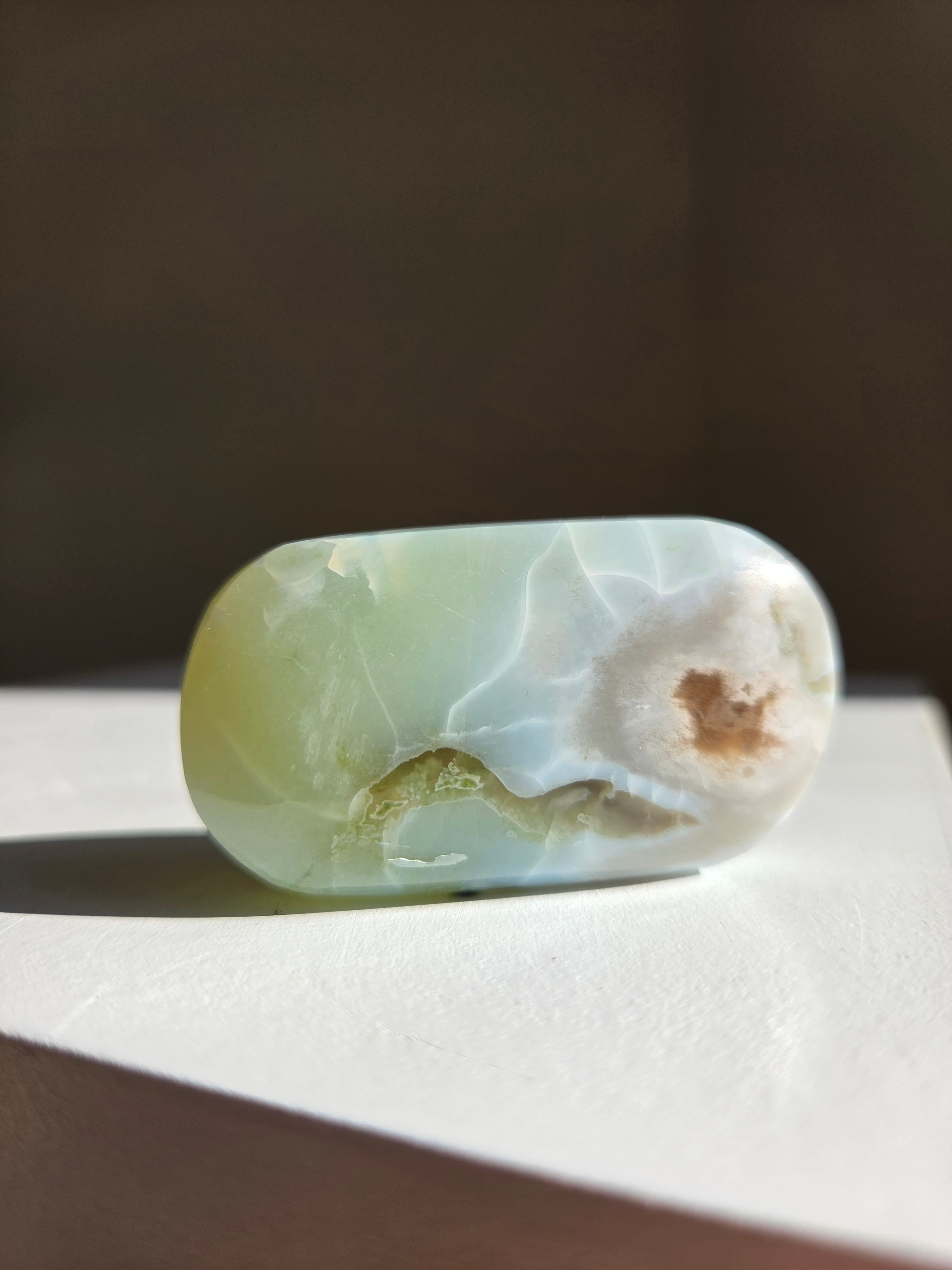 Green Flower Agate Palmstone 006