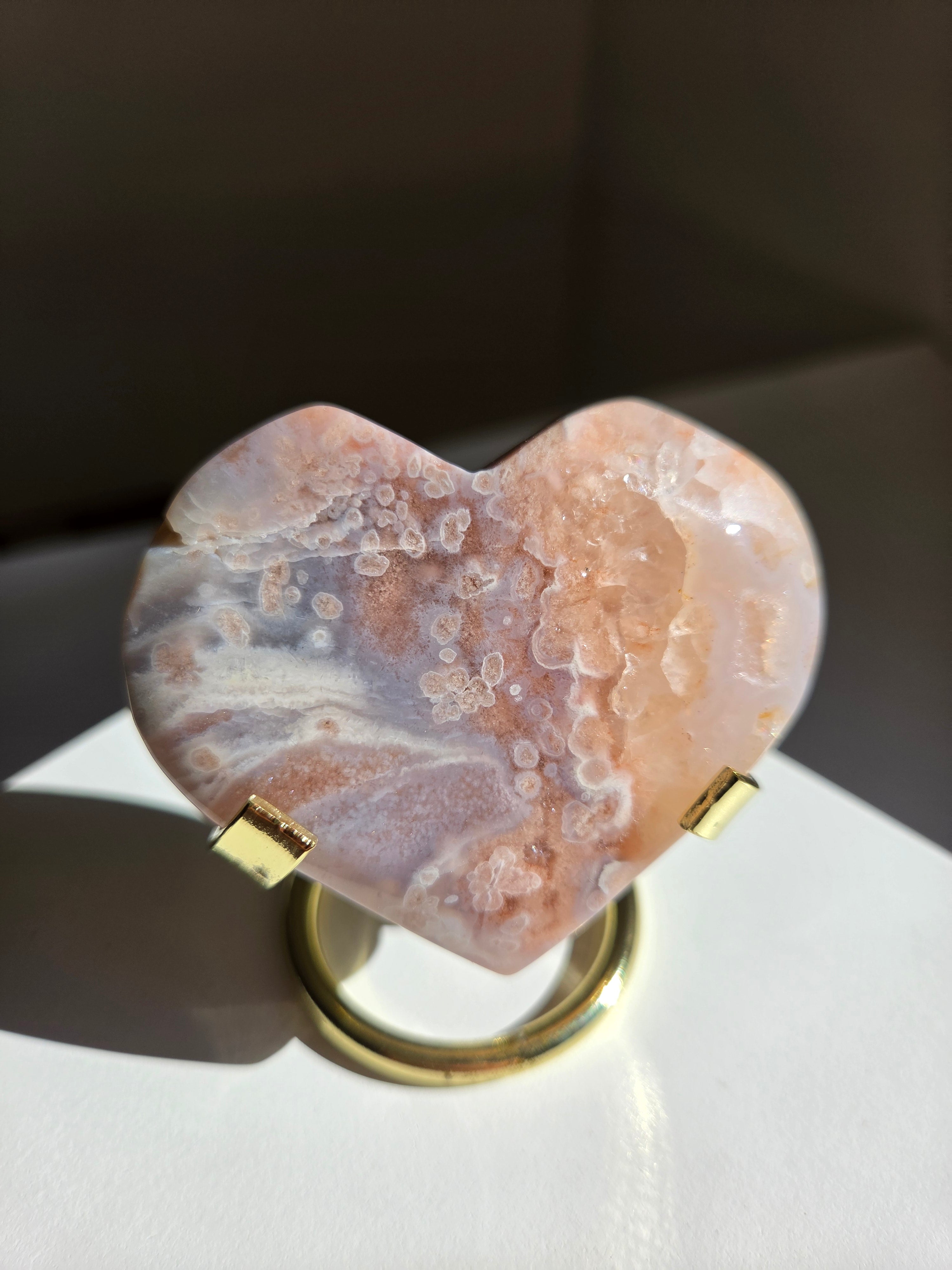 Flower Agate Heart 005