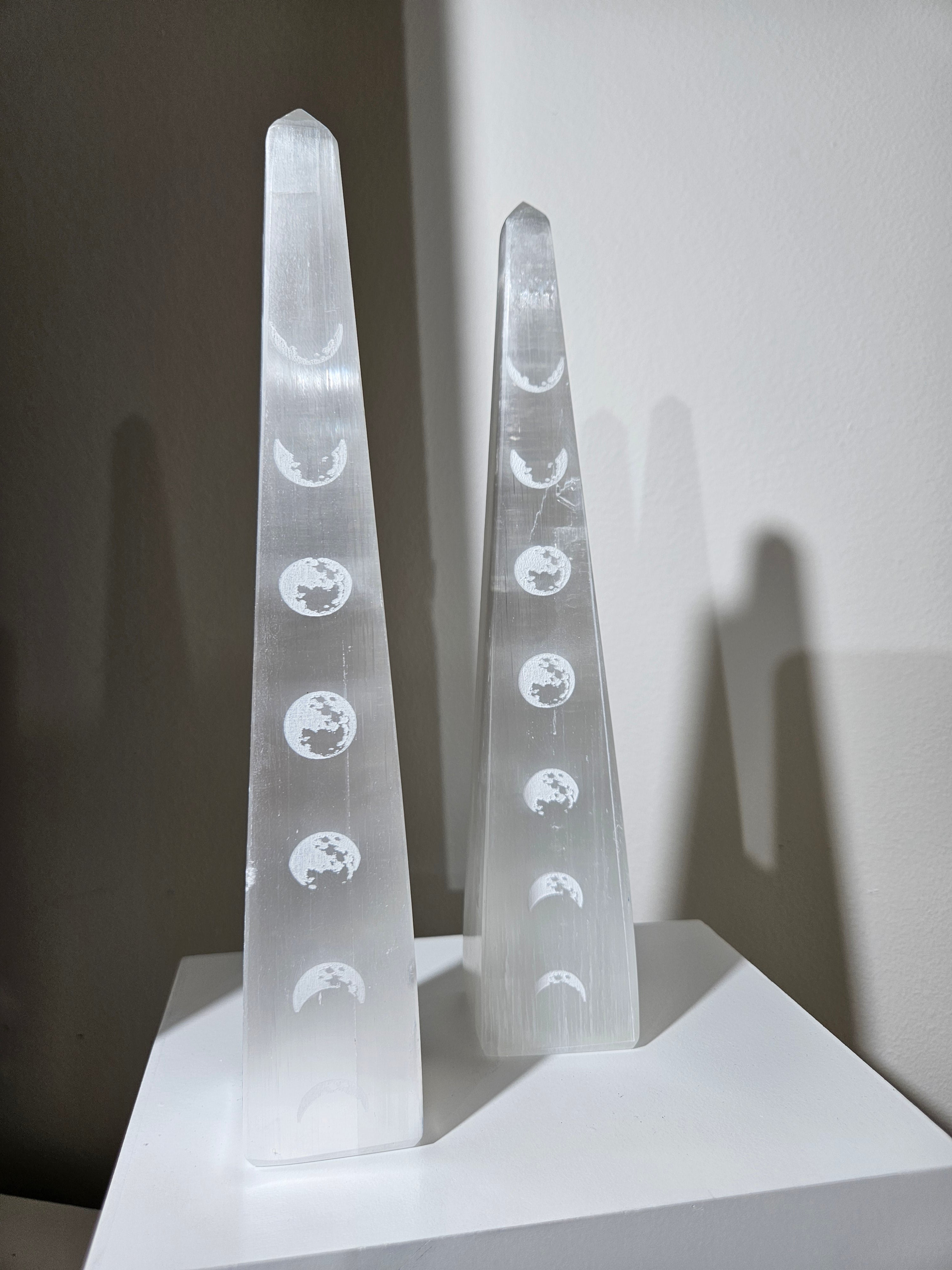 Selenite Moonphase Tower
