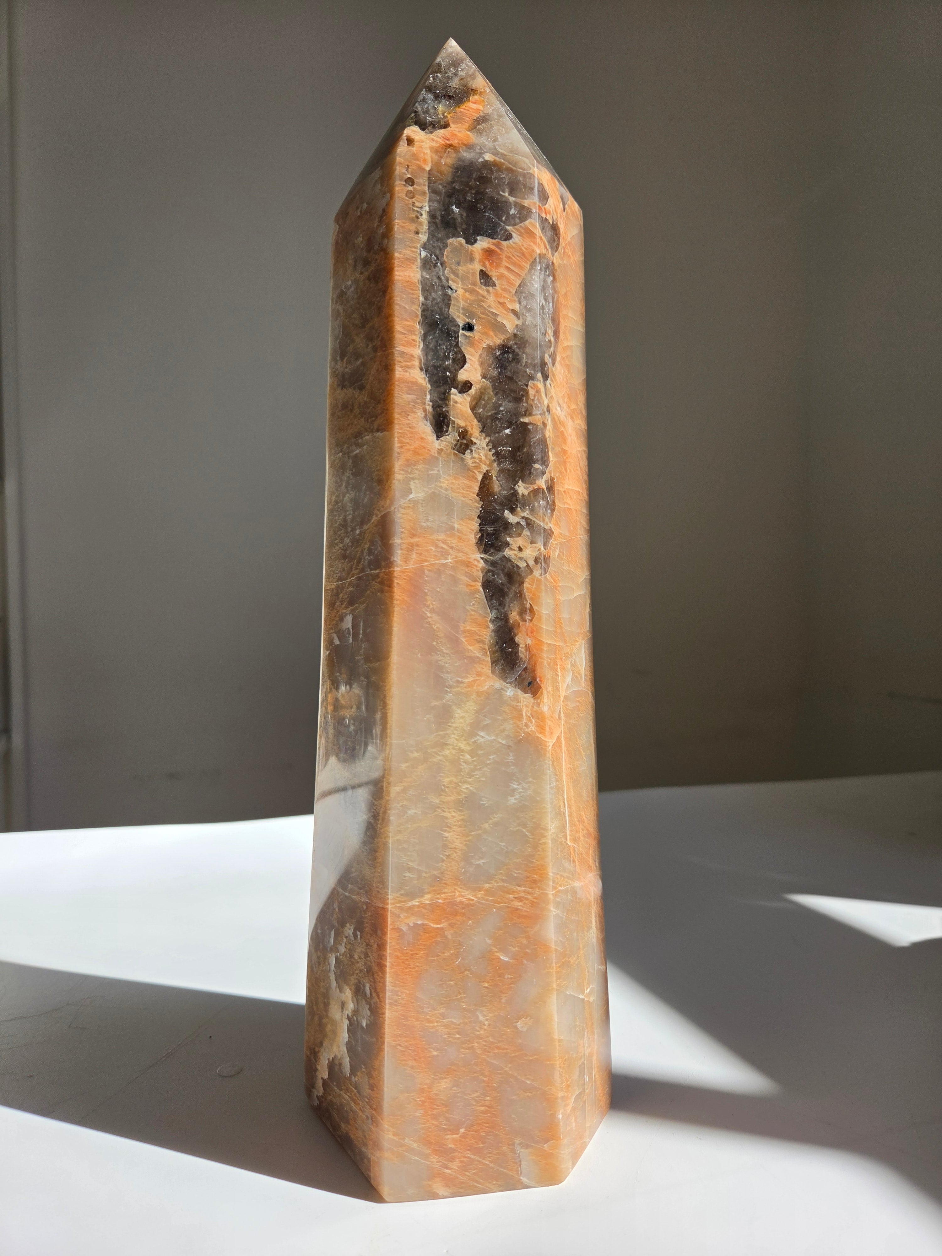 Peach Moonstone x Smoky Quartz Tower 002