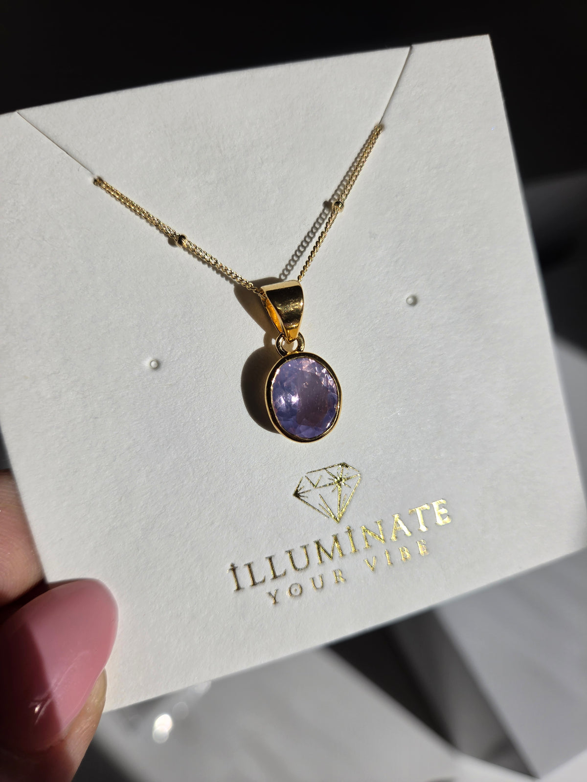 Lavender Quartz Gold Necklace 005