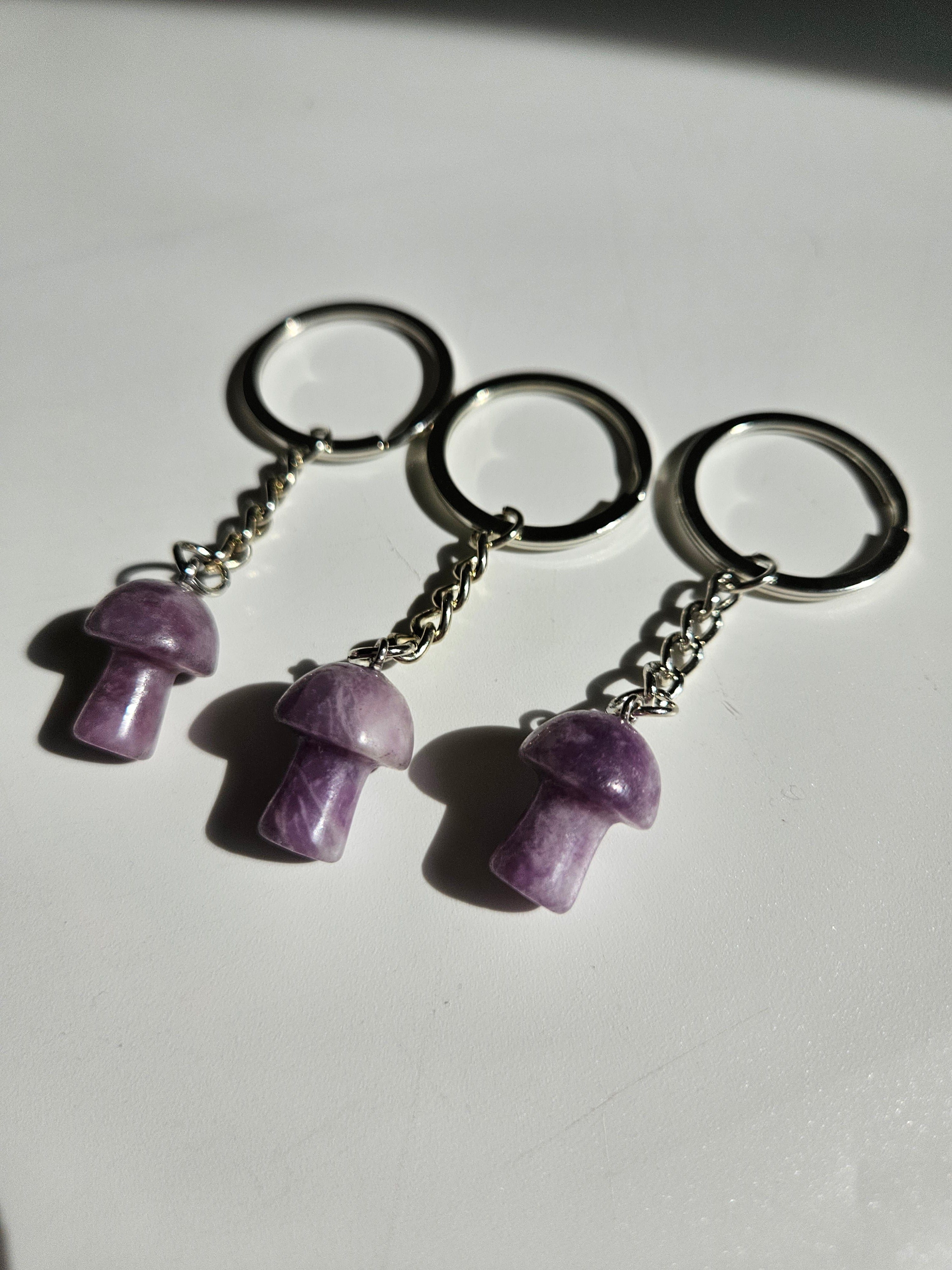 Lepidolite Mushroom Keychain
