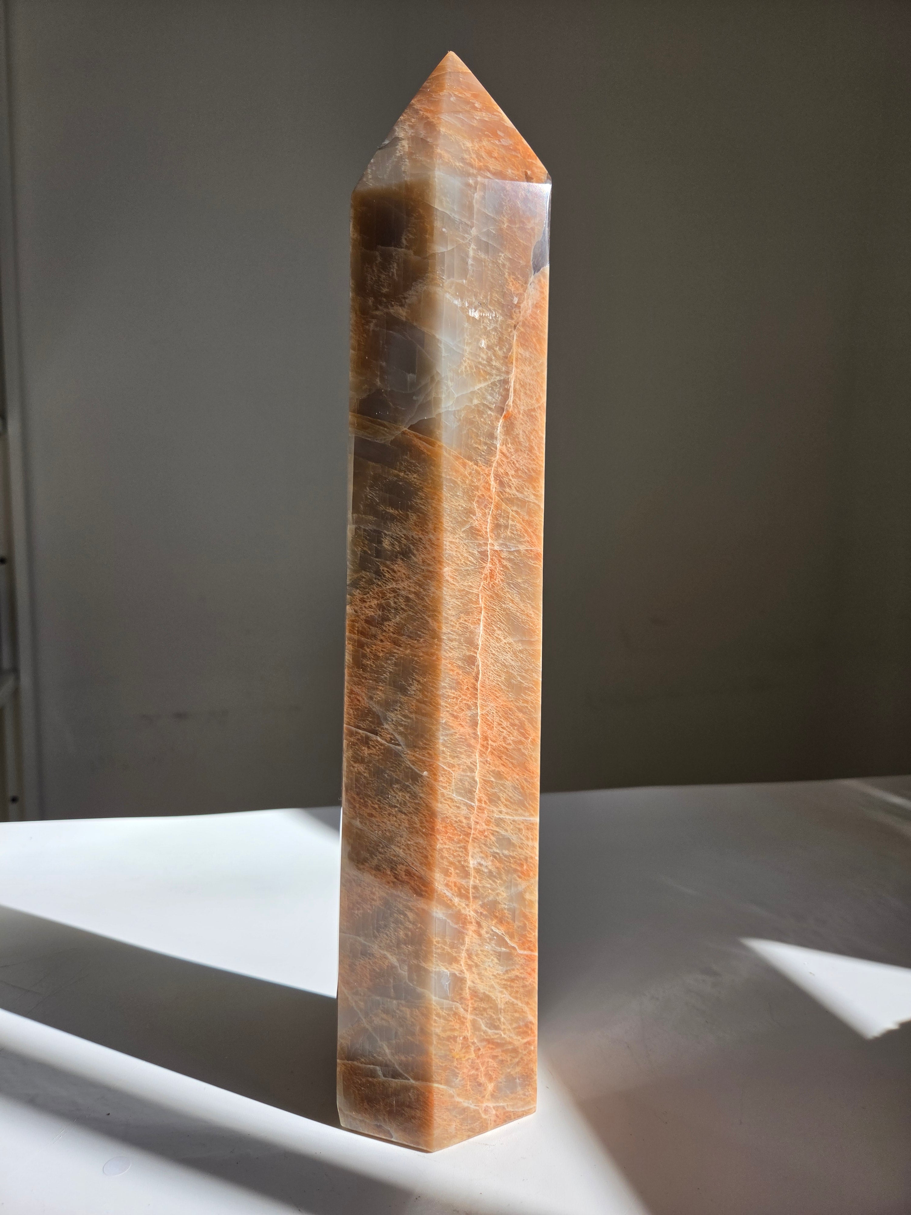 Peach Moonstone x Smoky Quartz Tower 001