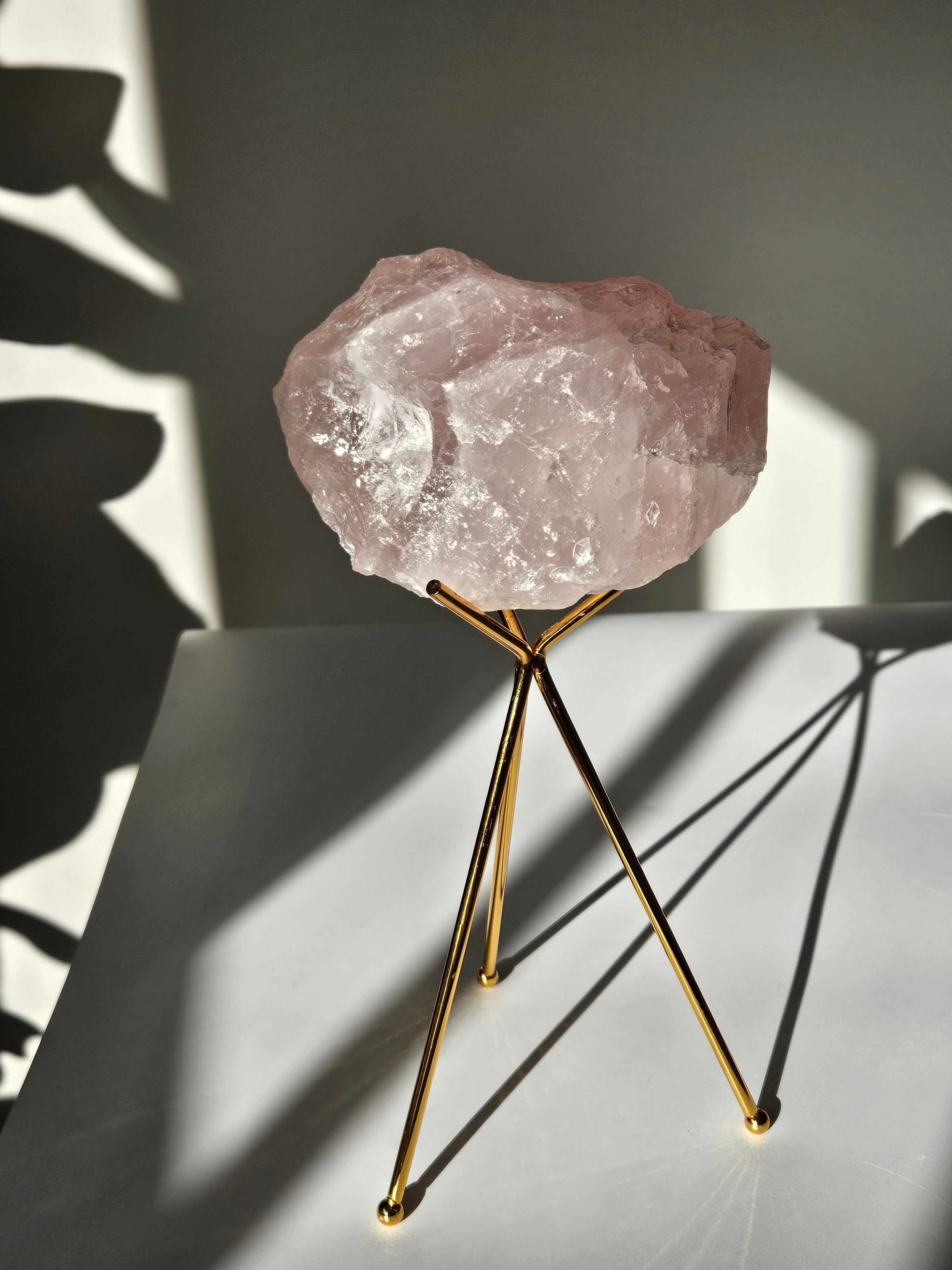 Raw Rose Quartz on Stand 004