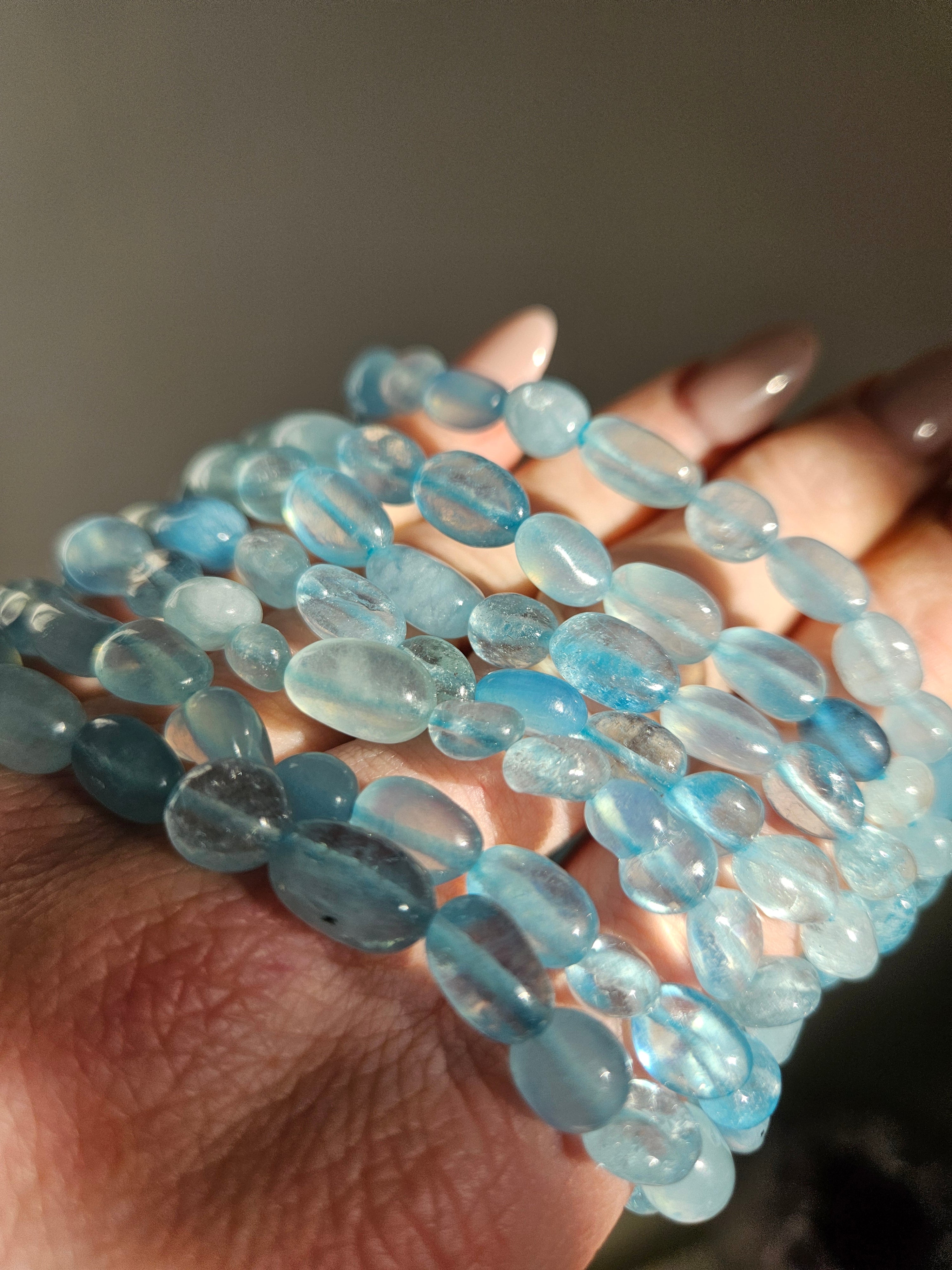 Aquamarine bracelet | Freeform beads