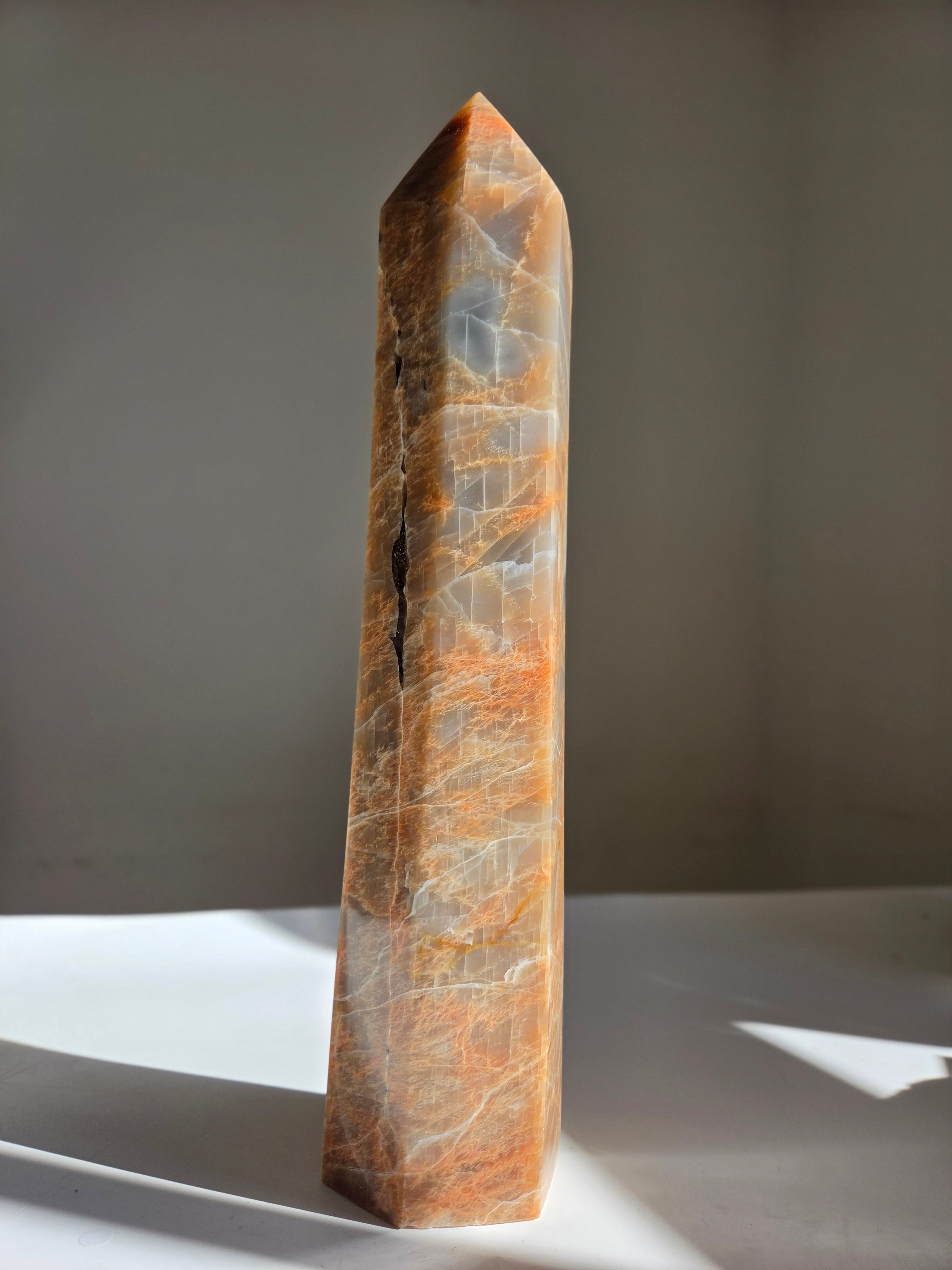 Peach Moonstone x Smoky Quartz Tower 001