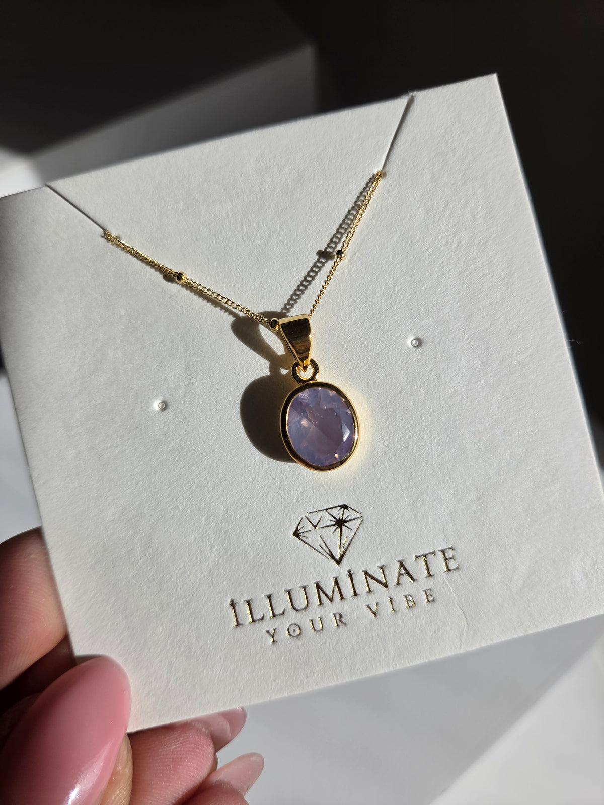 Lavender Quartz Gold Necklace 003