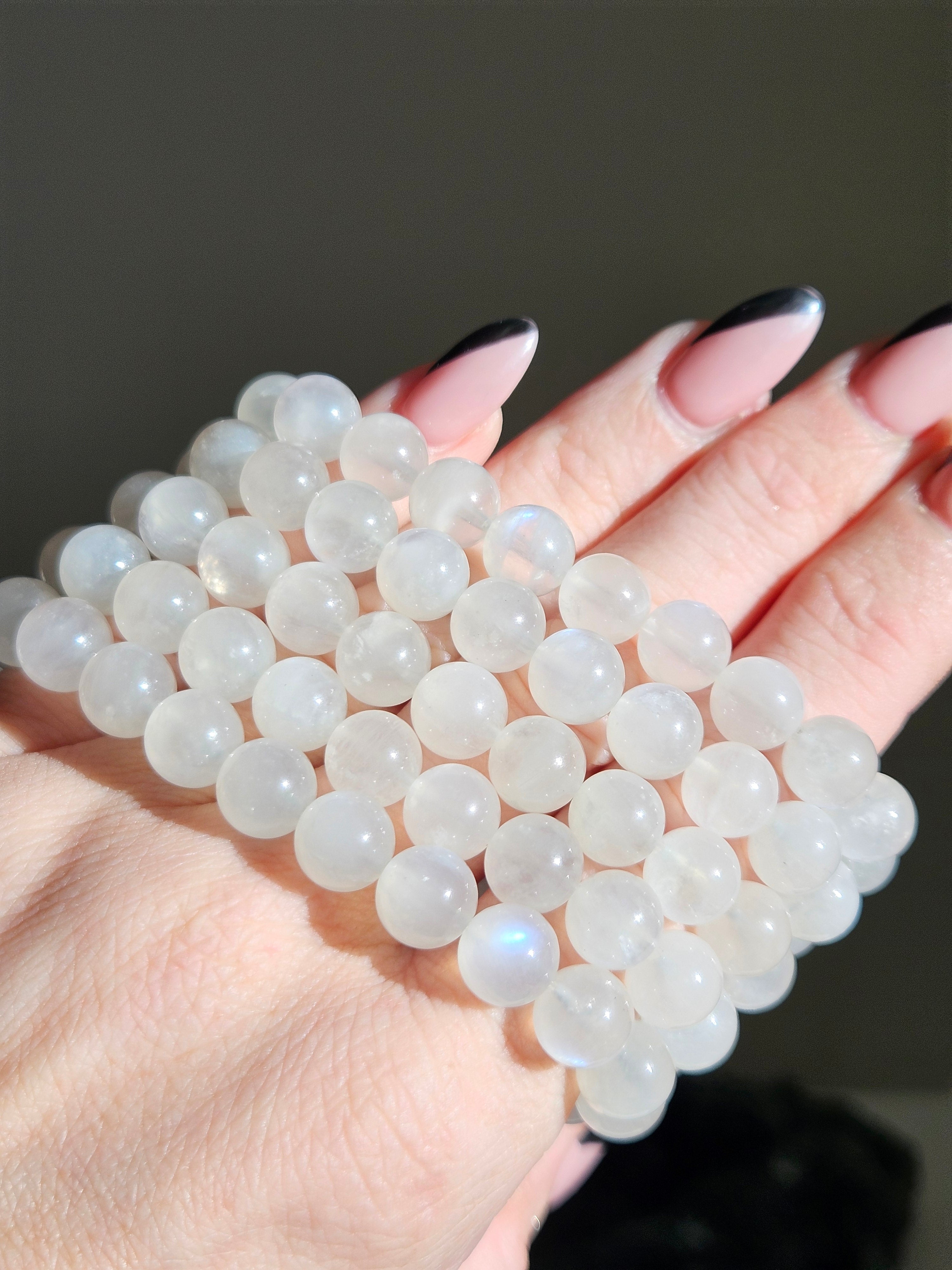 White Moonstone Bracelet | 9mm