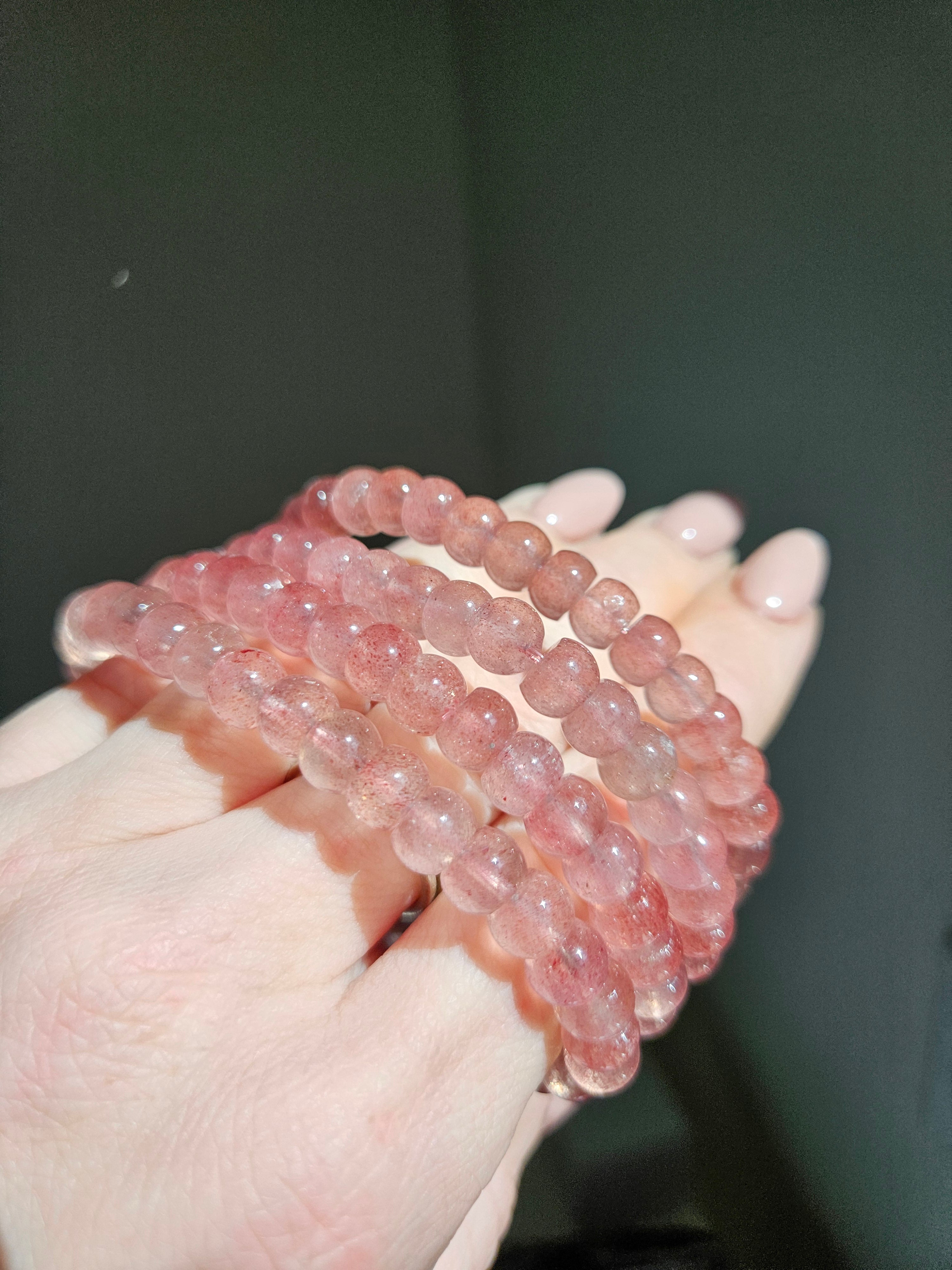 Strawberry Quartz Donut Bracelet | 8mm