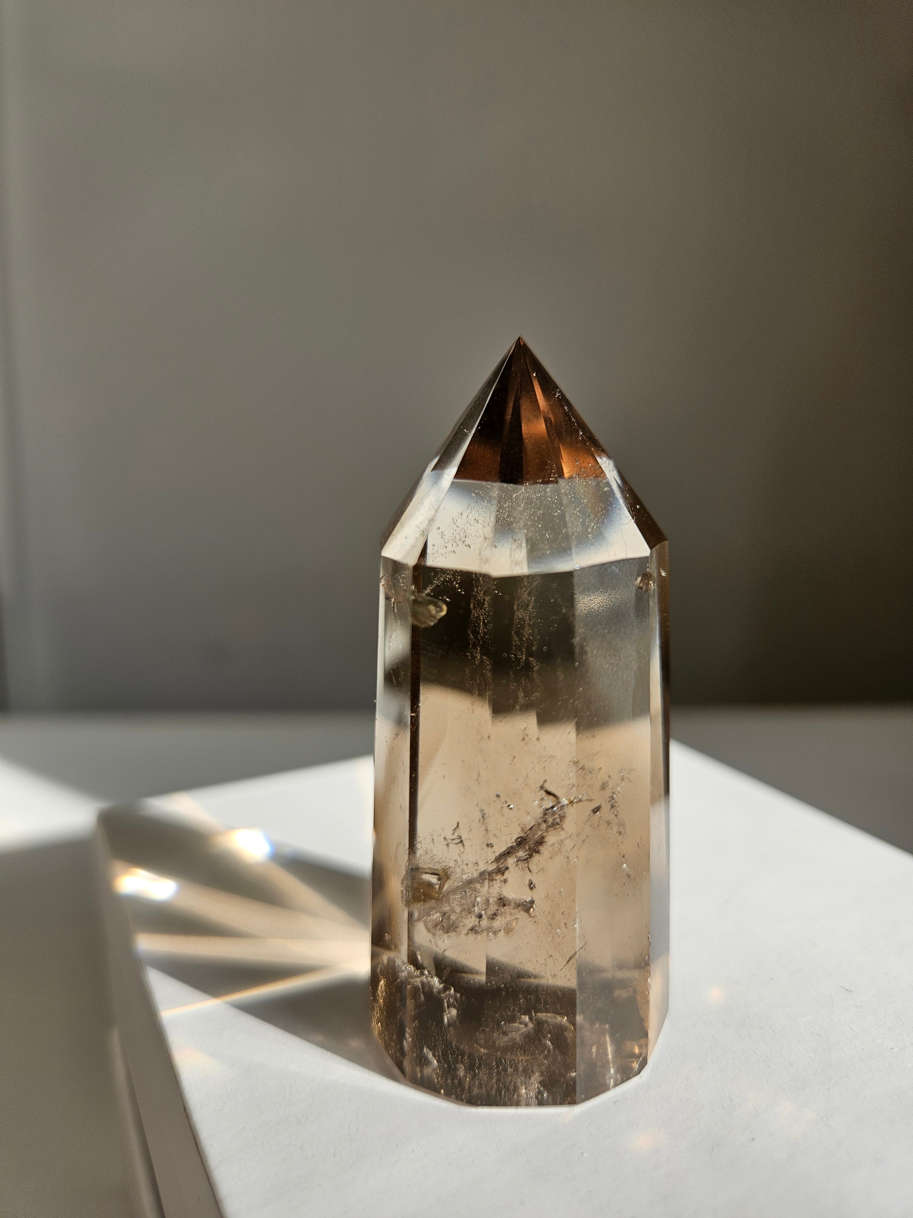 Faceted Smoky Quartz Tower 004