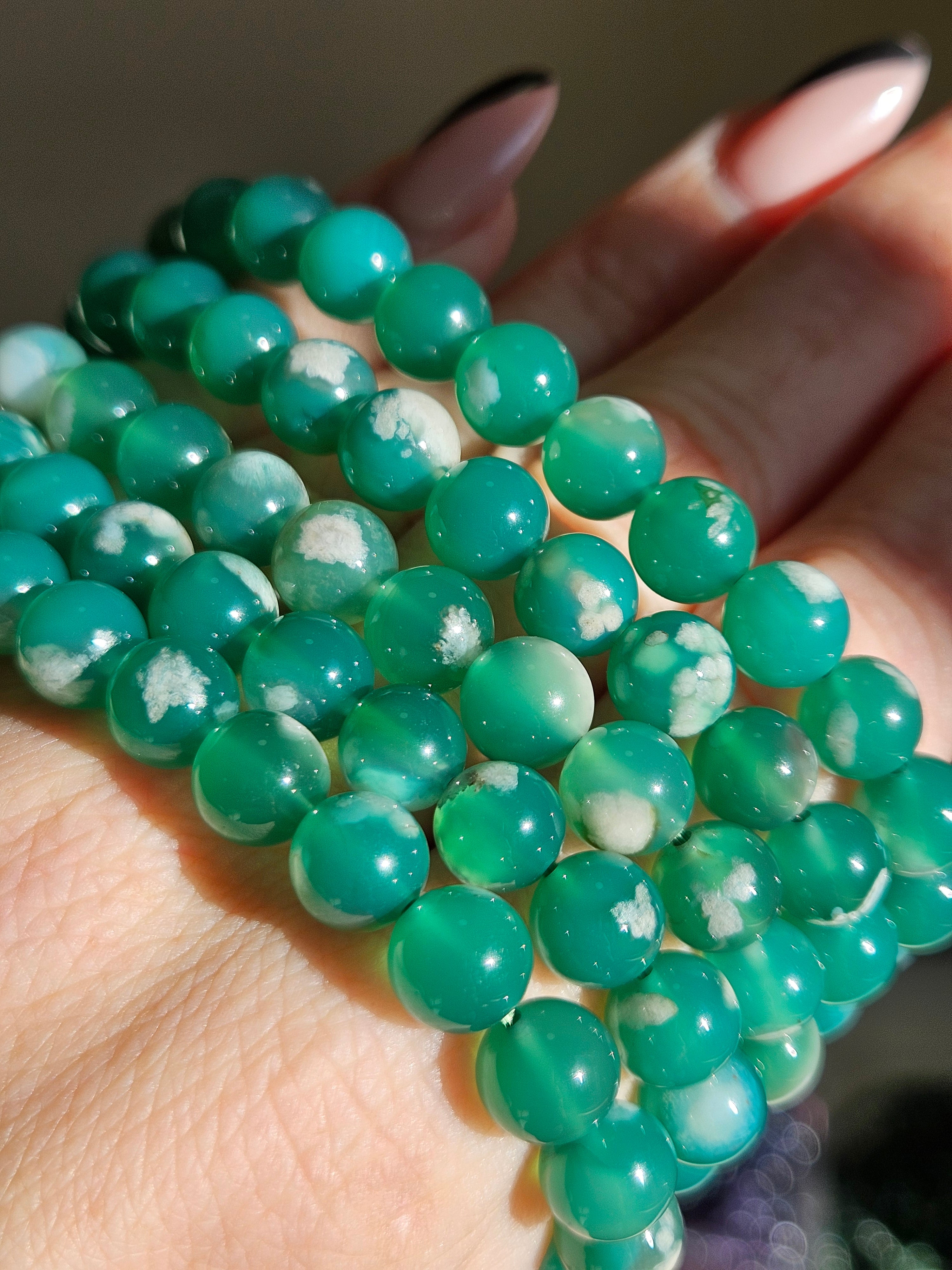 Green Flower Agate Bracelet | 8mm