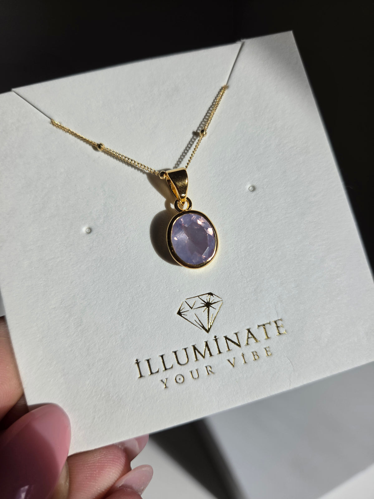 Lavender Quartz Gold Necklace 003