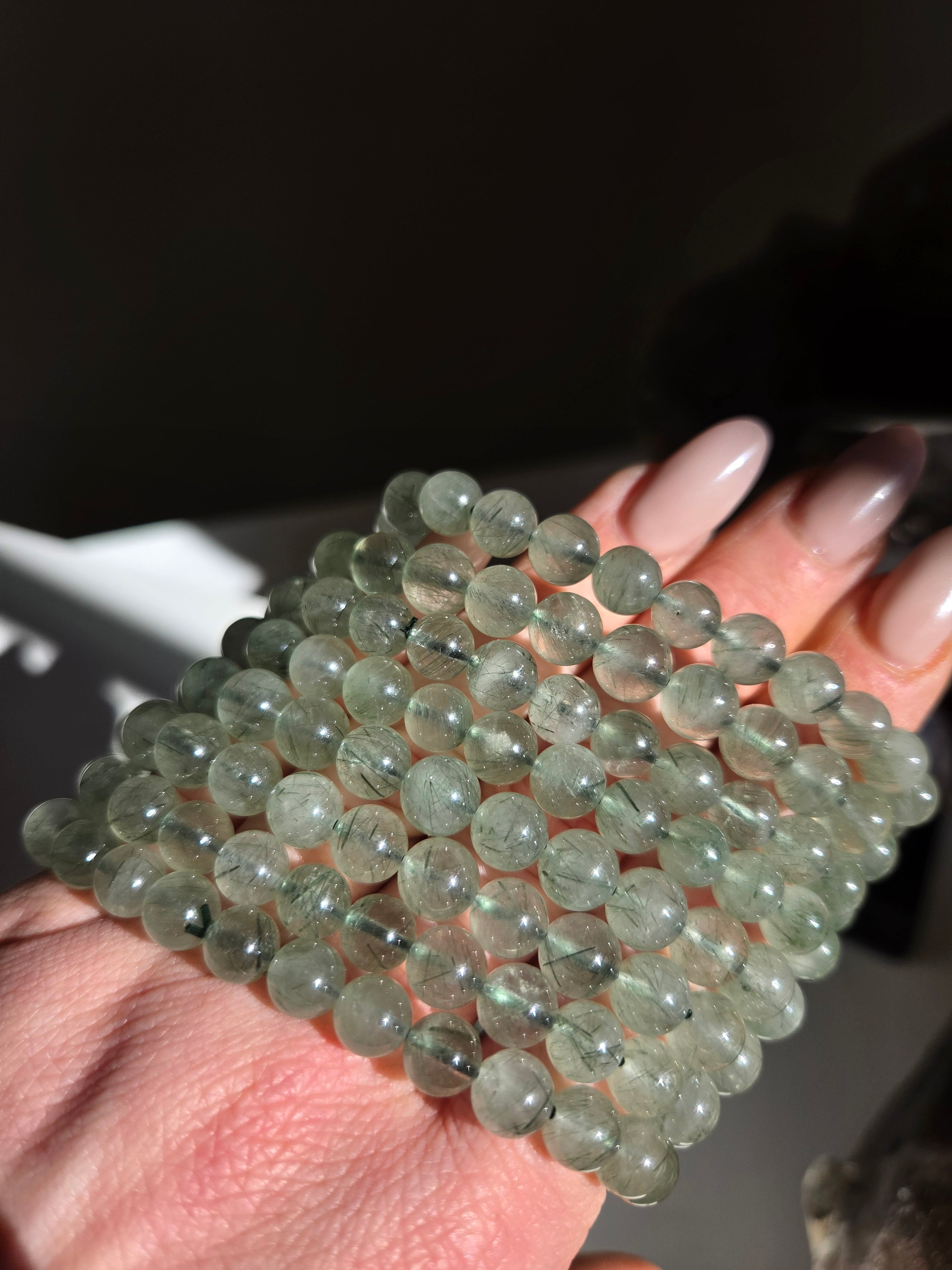 Green Rutile Quartz Bracelet | 7mm