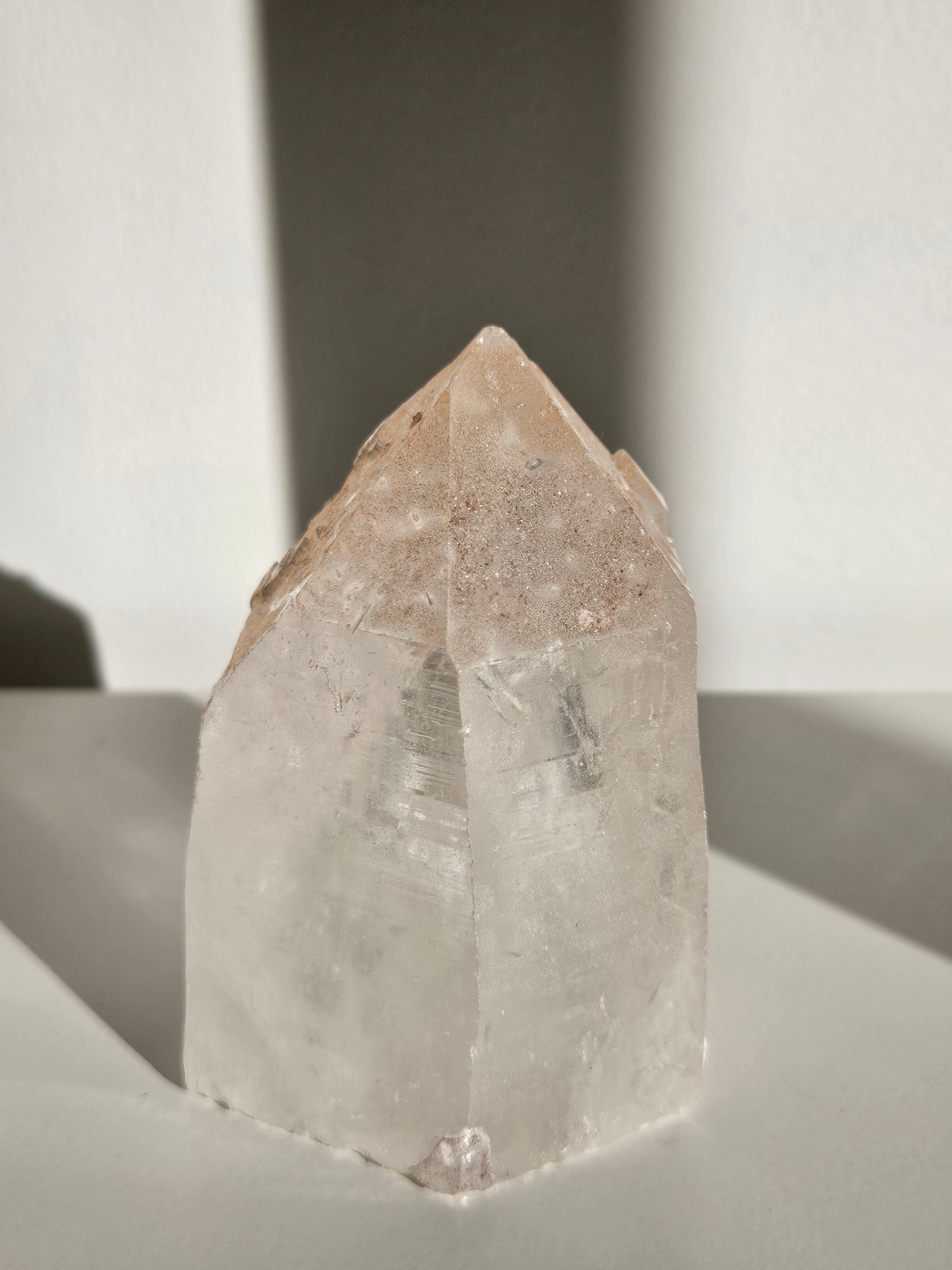 Hematite Crusted Semipolished Quartz Tower 003