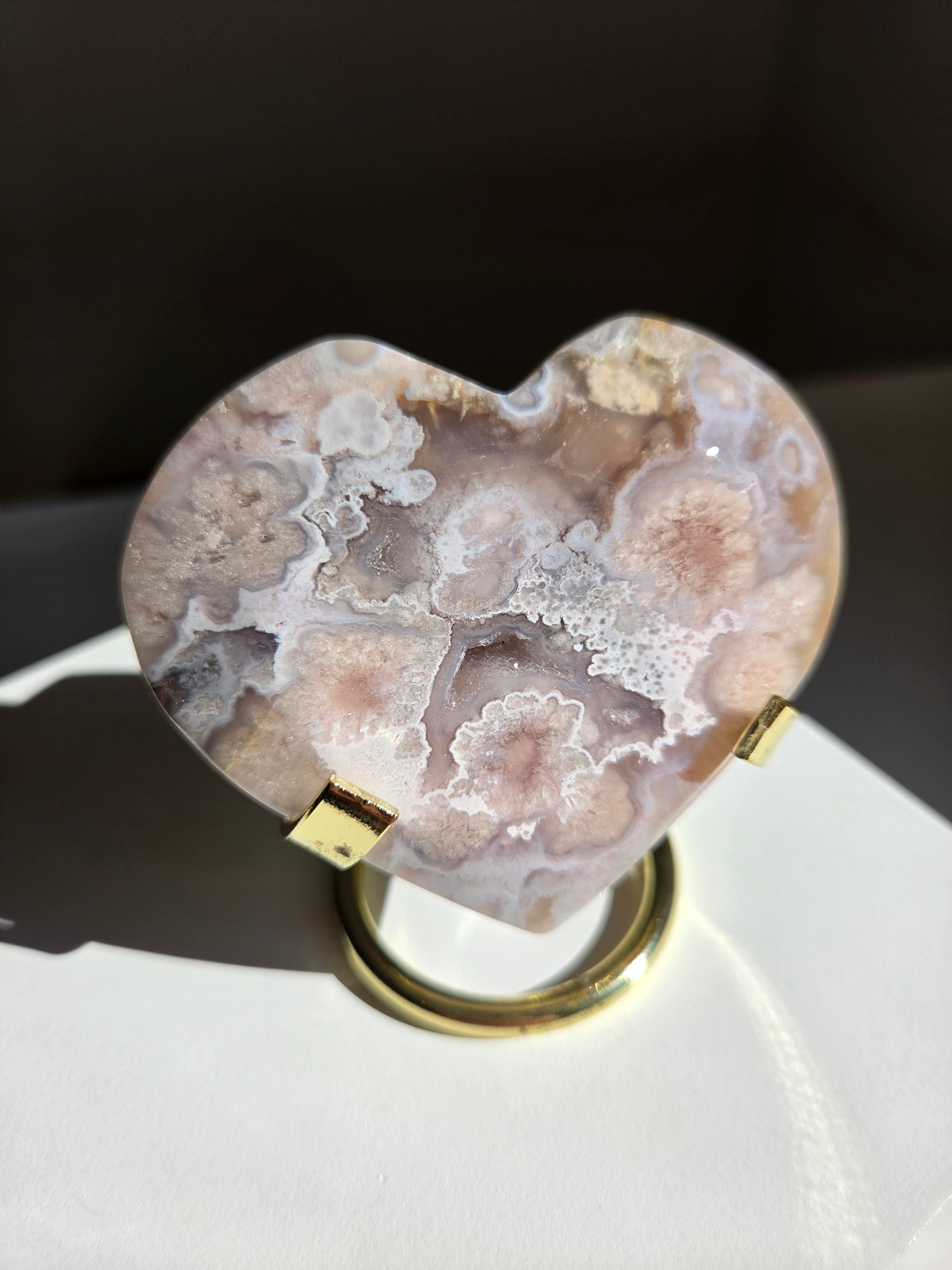 Flower Agate Heart 008