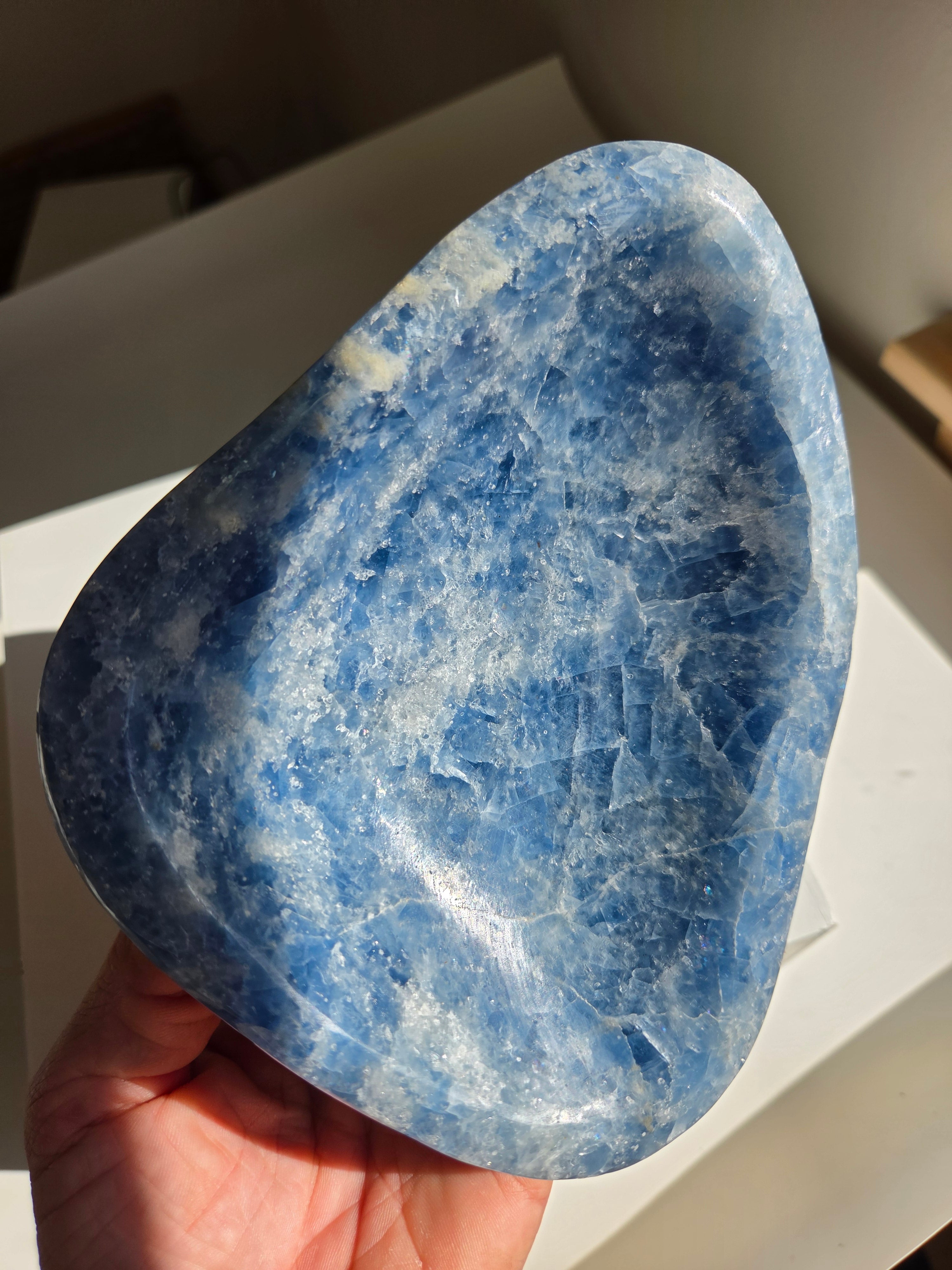 Vibrant Blue Calcite Bowl