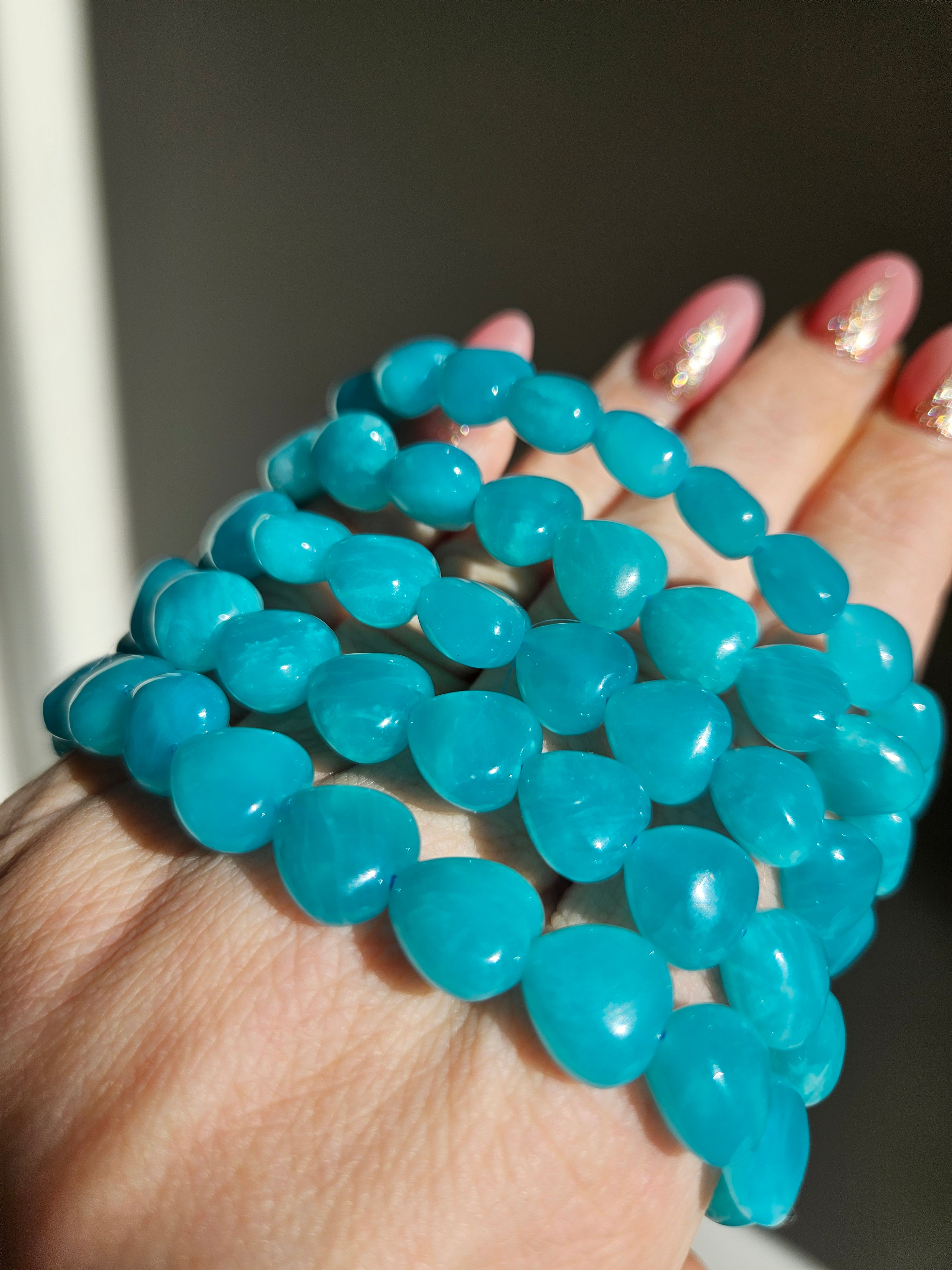 Gel Amazonite bracelet | heart beads