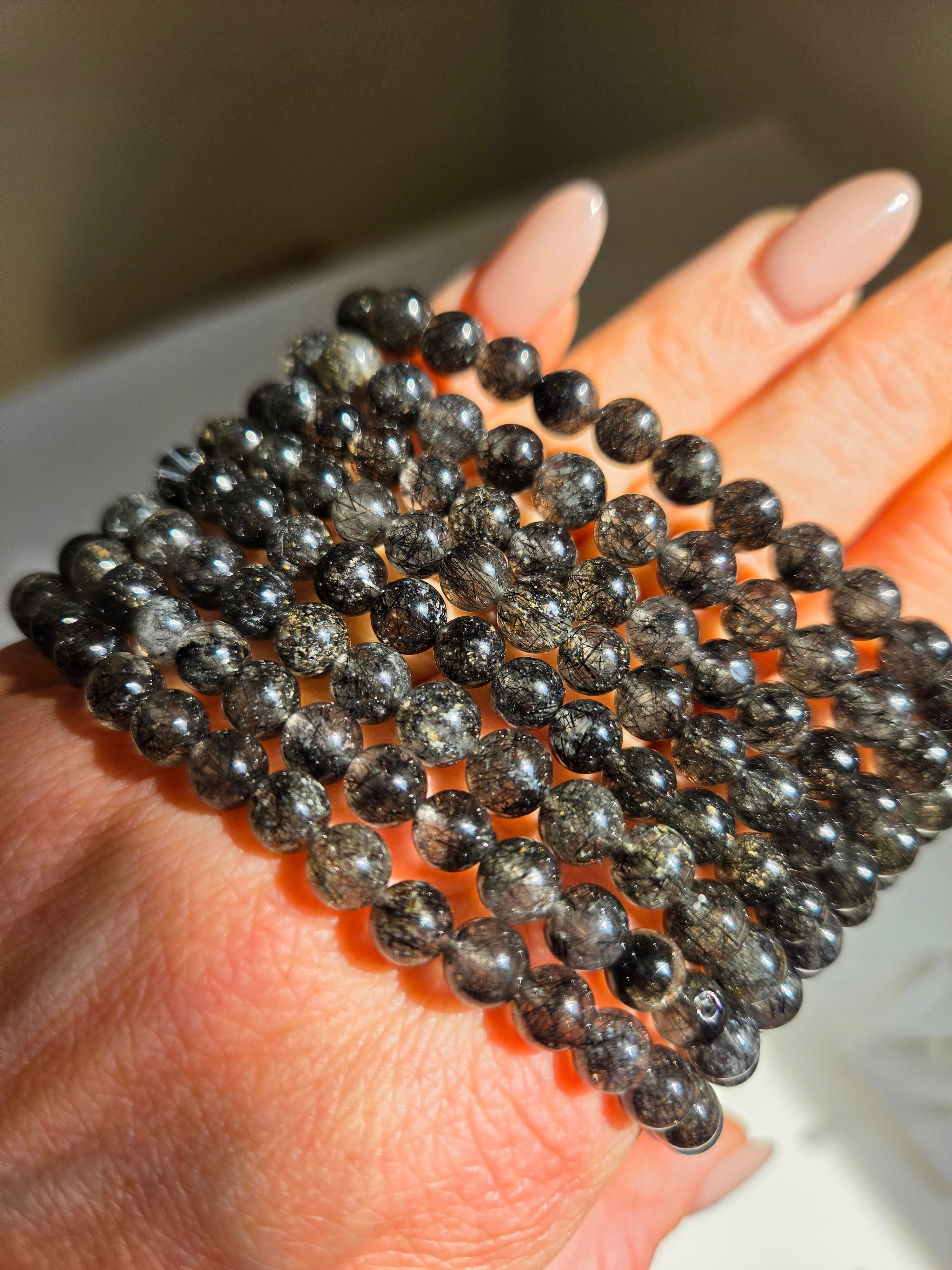 Tourmaline in Quartz bracelet | 6mm