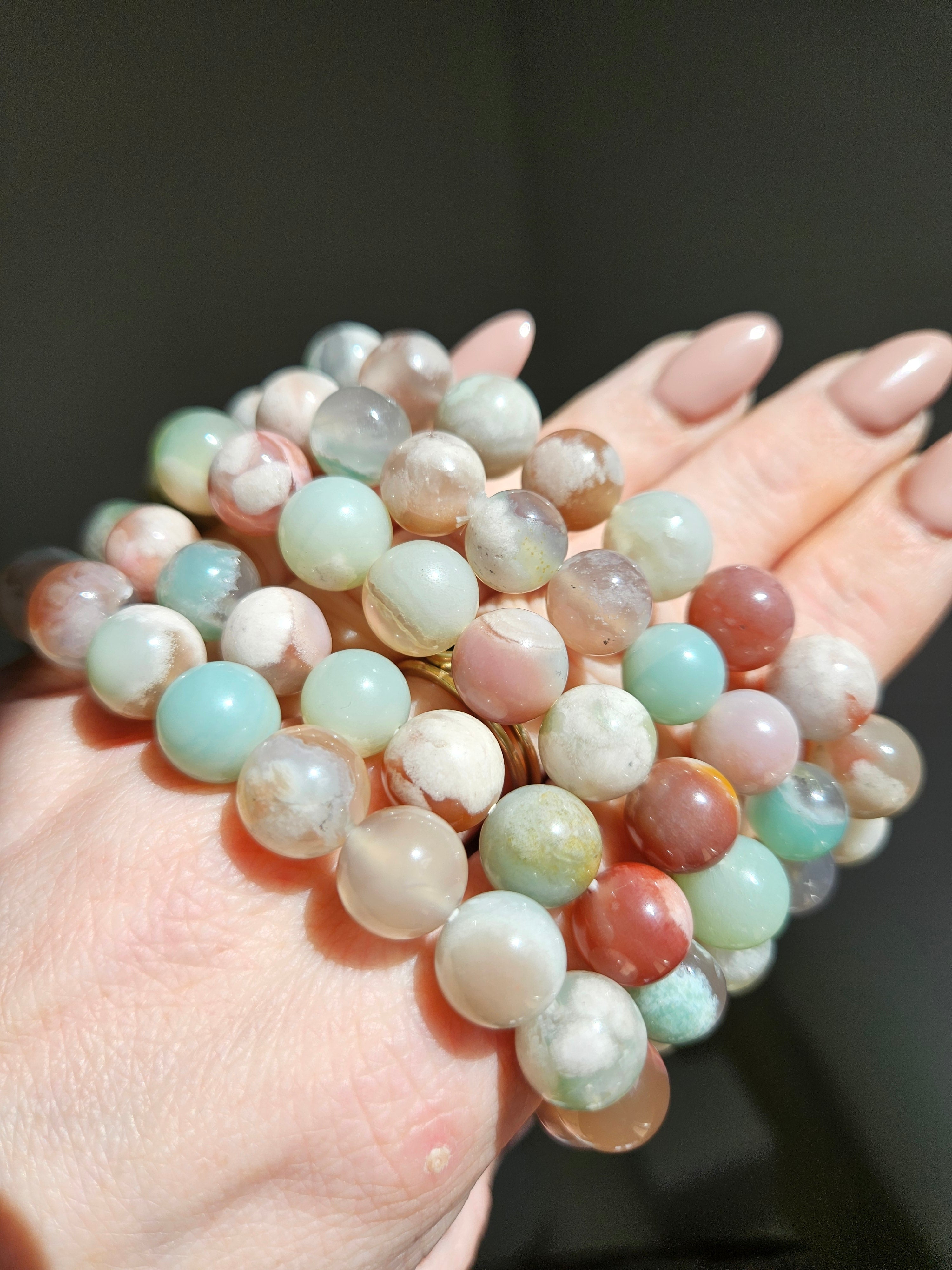 Green Flower Agate Bracelet | 11mm