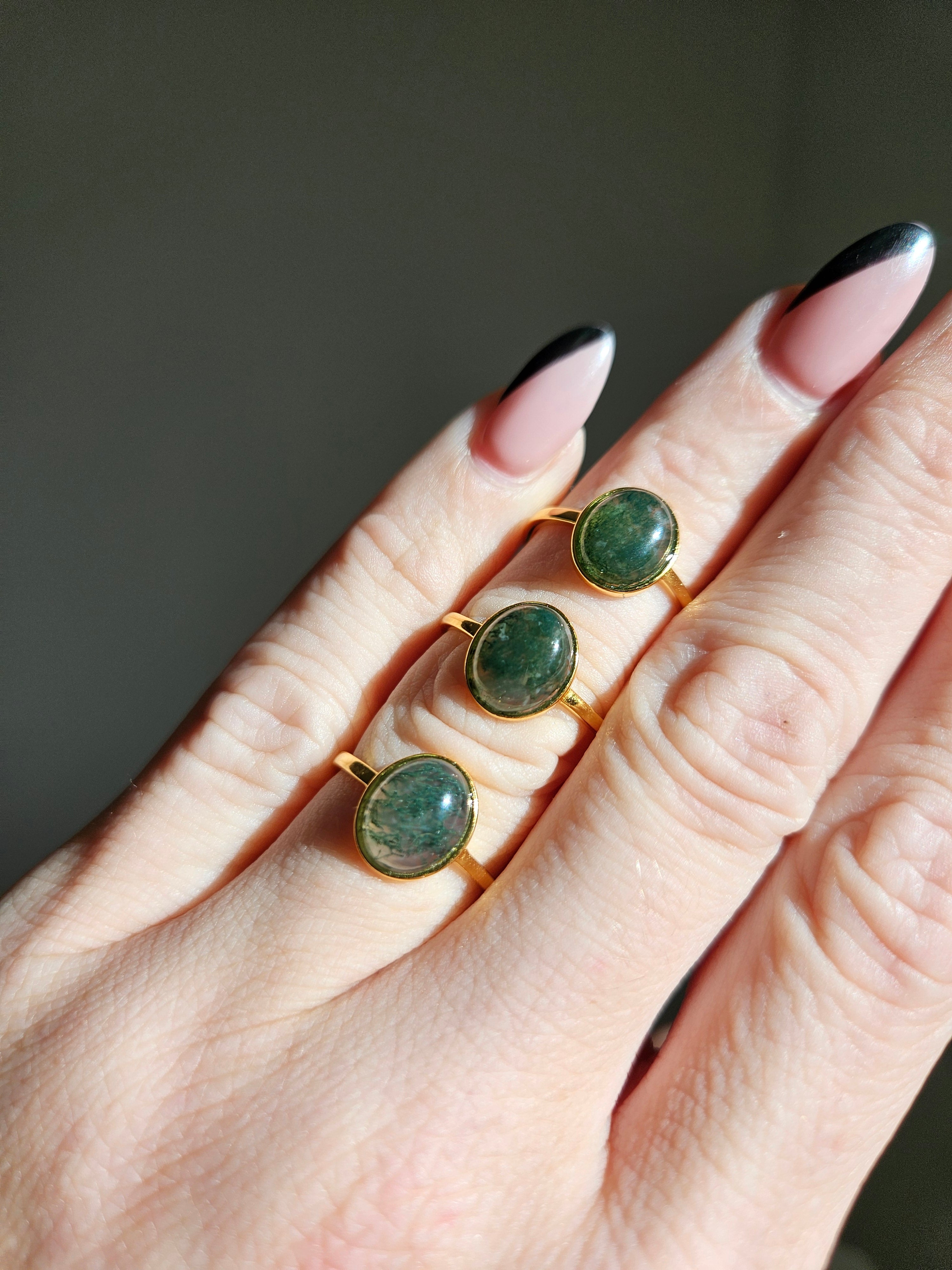 Moss agate ring | adjustable