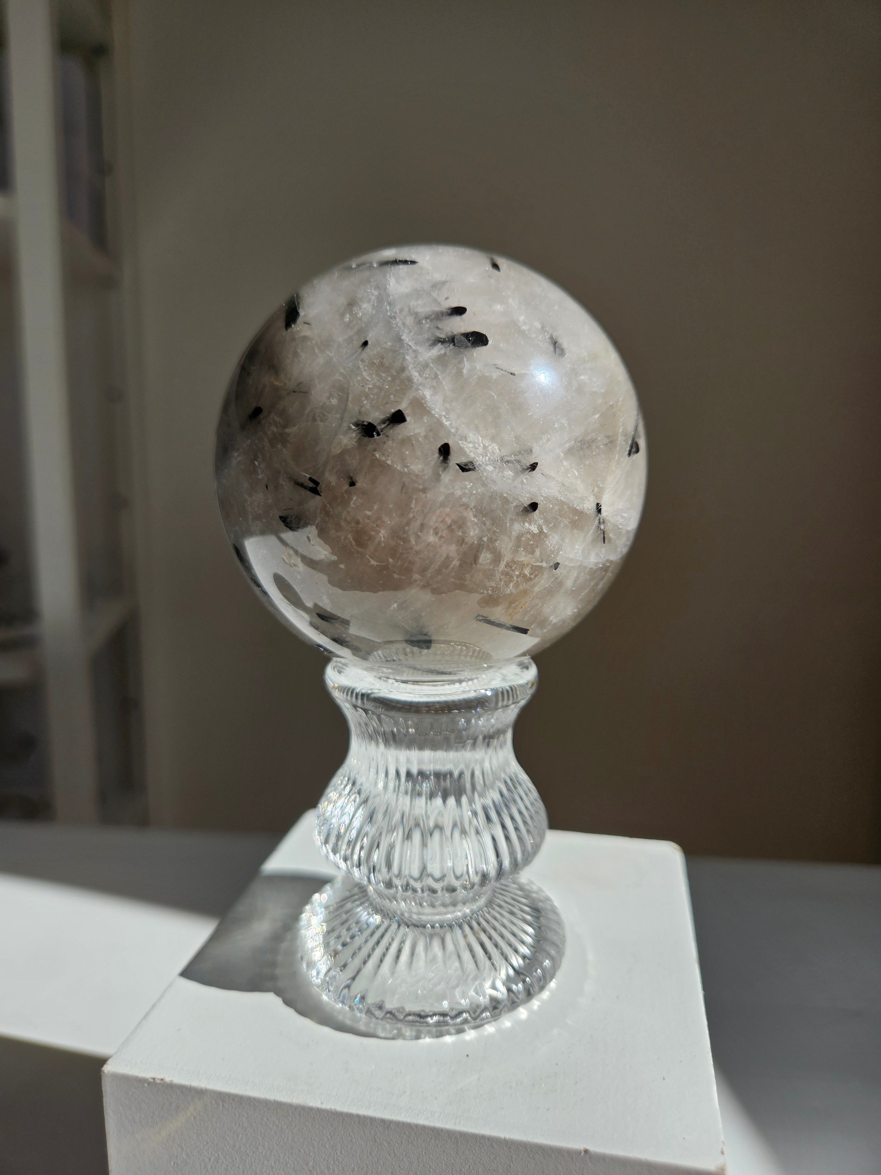 Tourmaline in Quartz Sphere 003