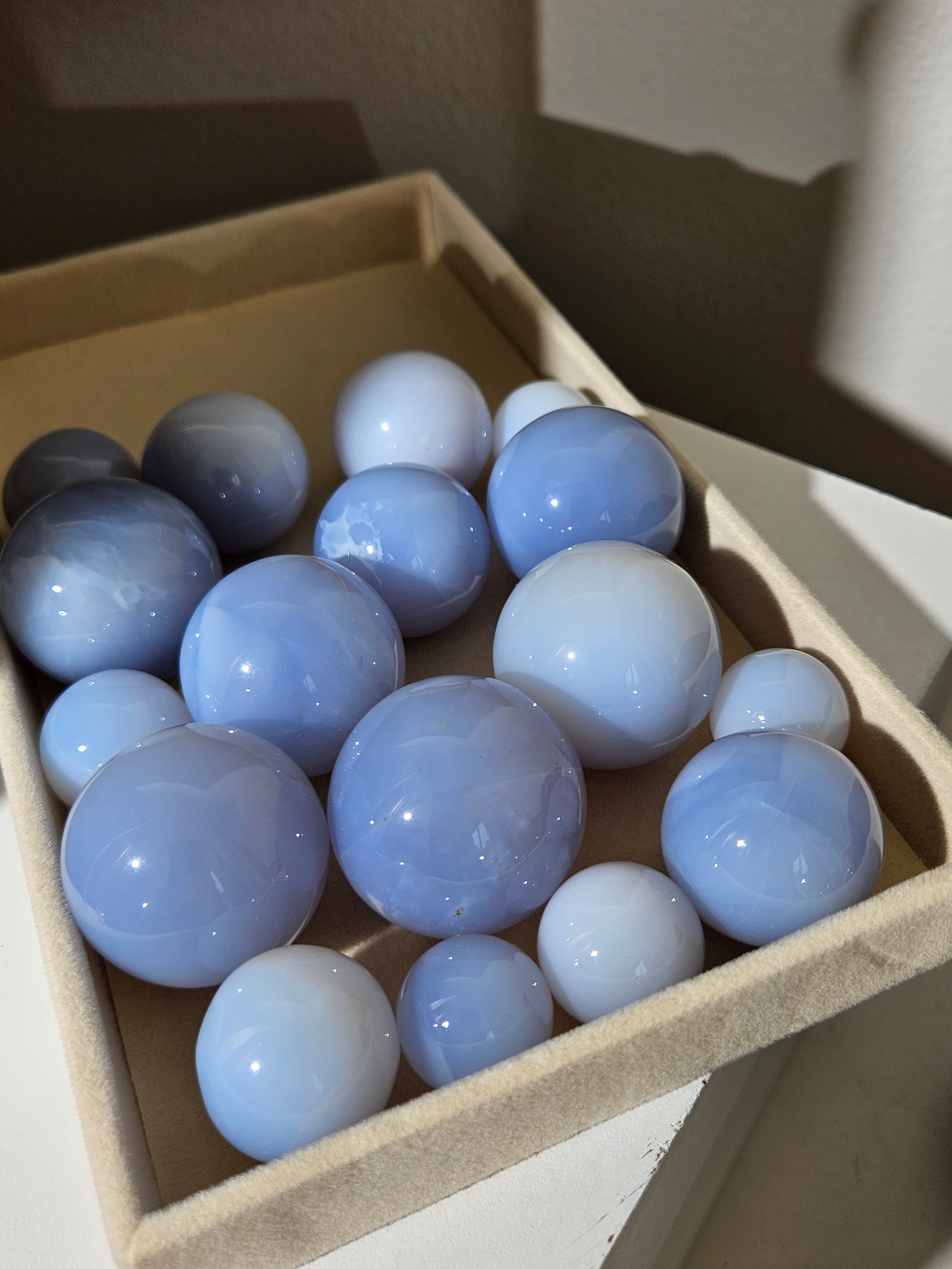 Blue Chalcedony Sphere Set