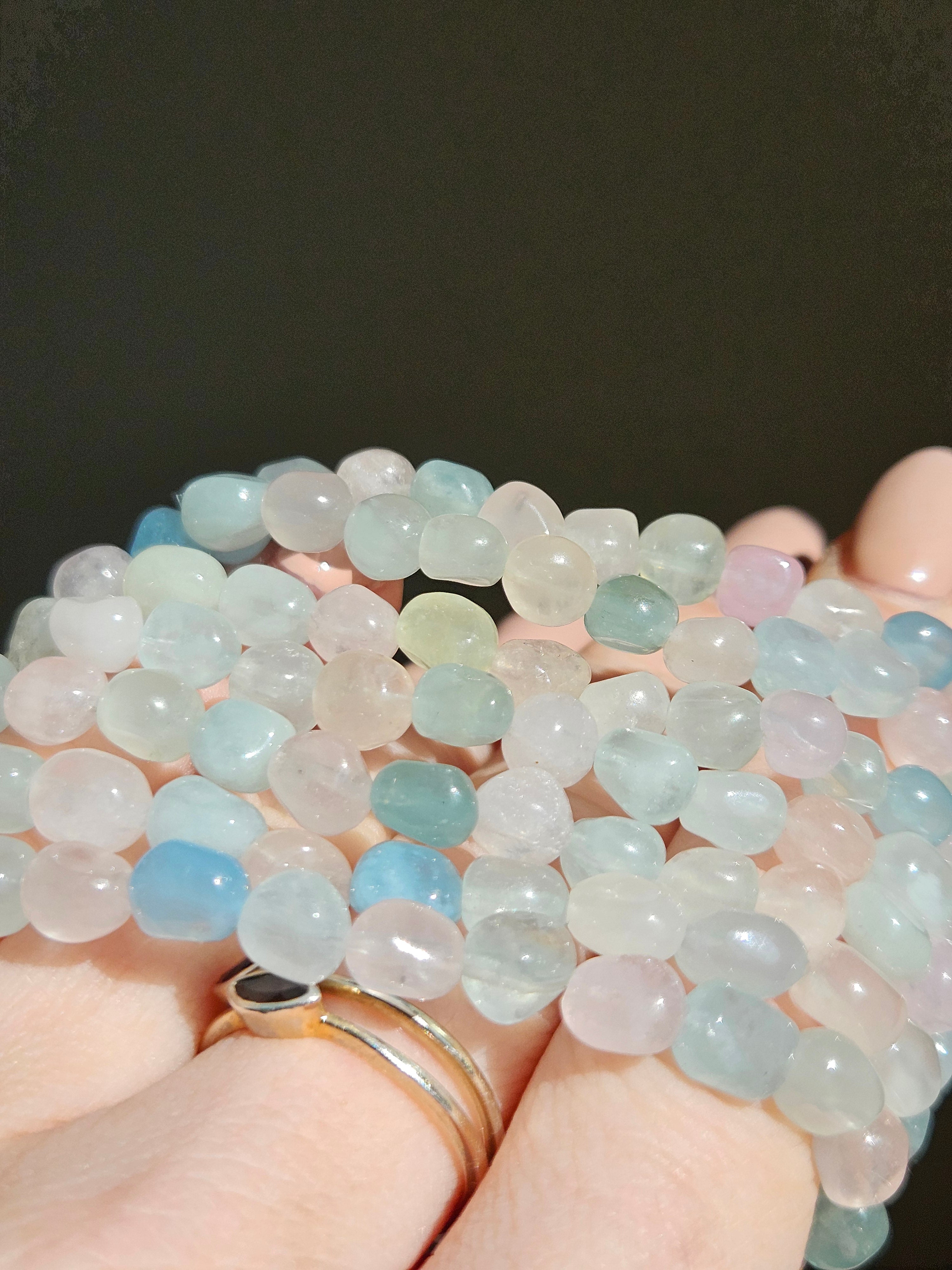 Aquamarine x Morganite bracelet | pebble beads