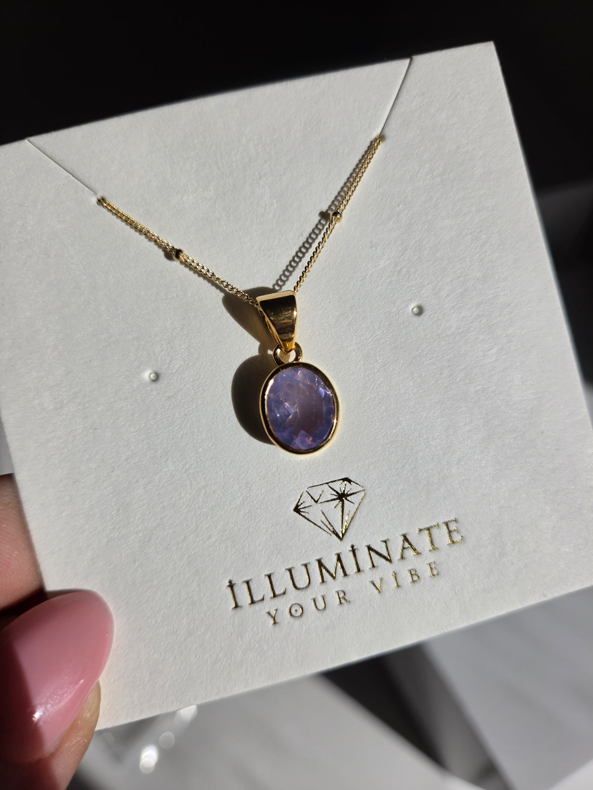 Lavender Quartz Gold Necklace 005