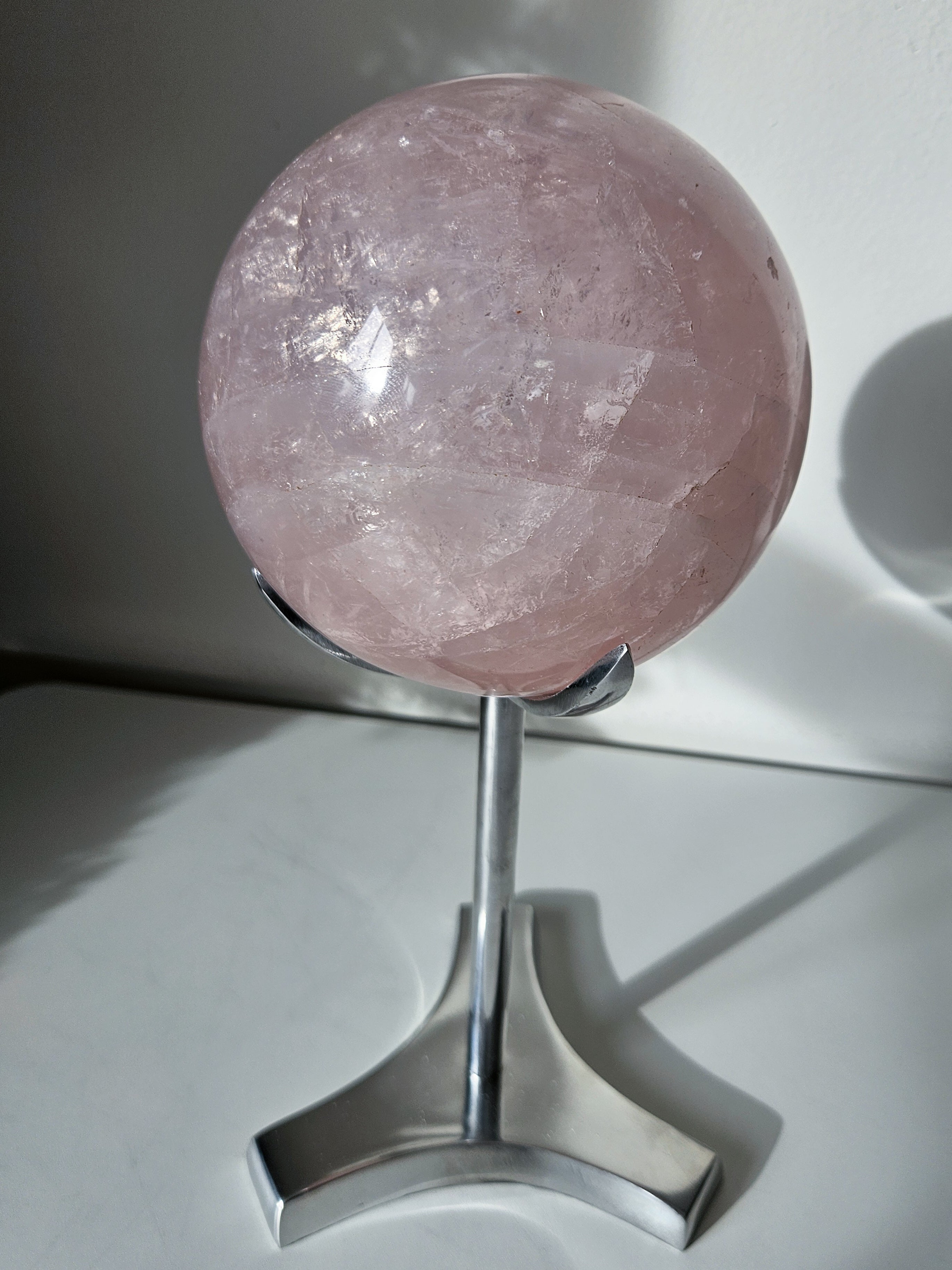 Icy Rose Quartz Statement Sphere