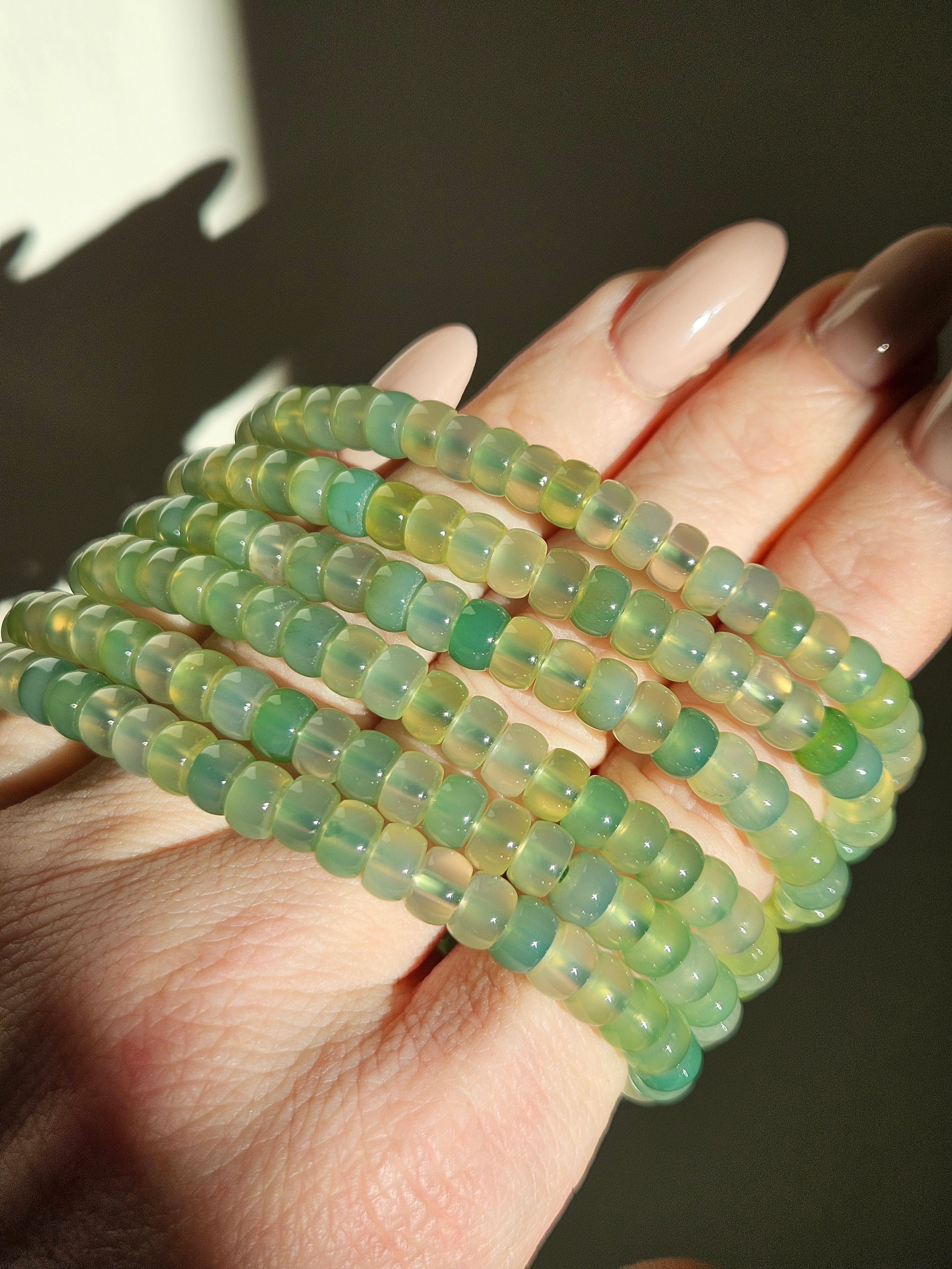 Green Agate Bracelet | donut beads
