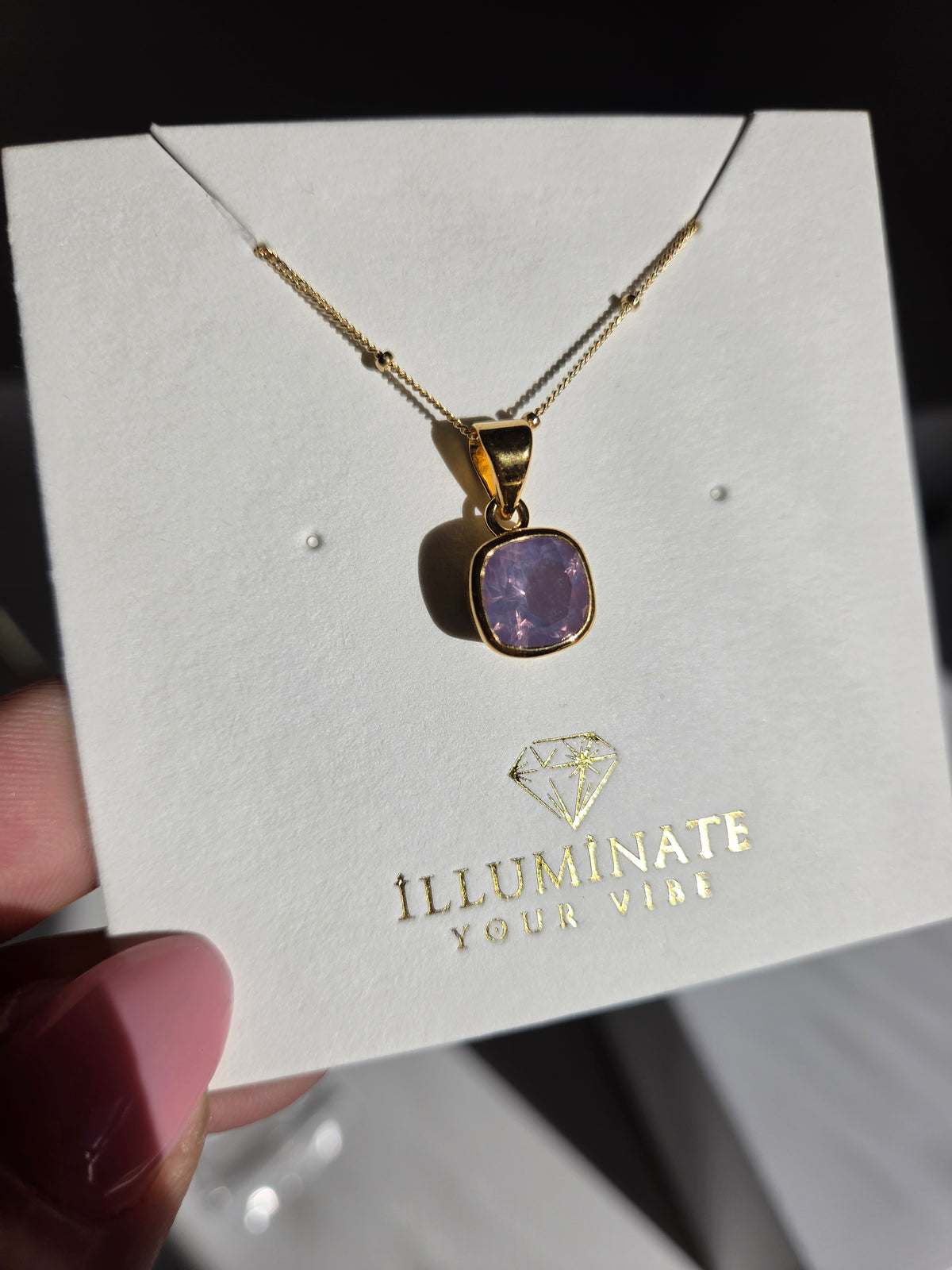Lavender Quartz Gold Necklace 006