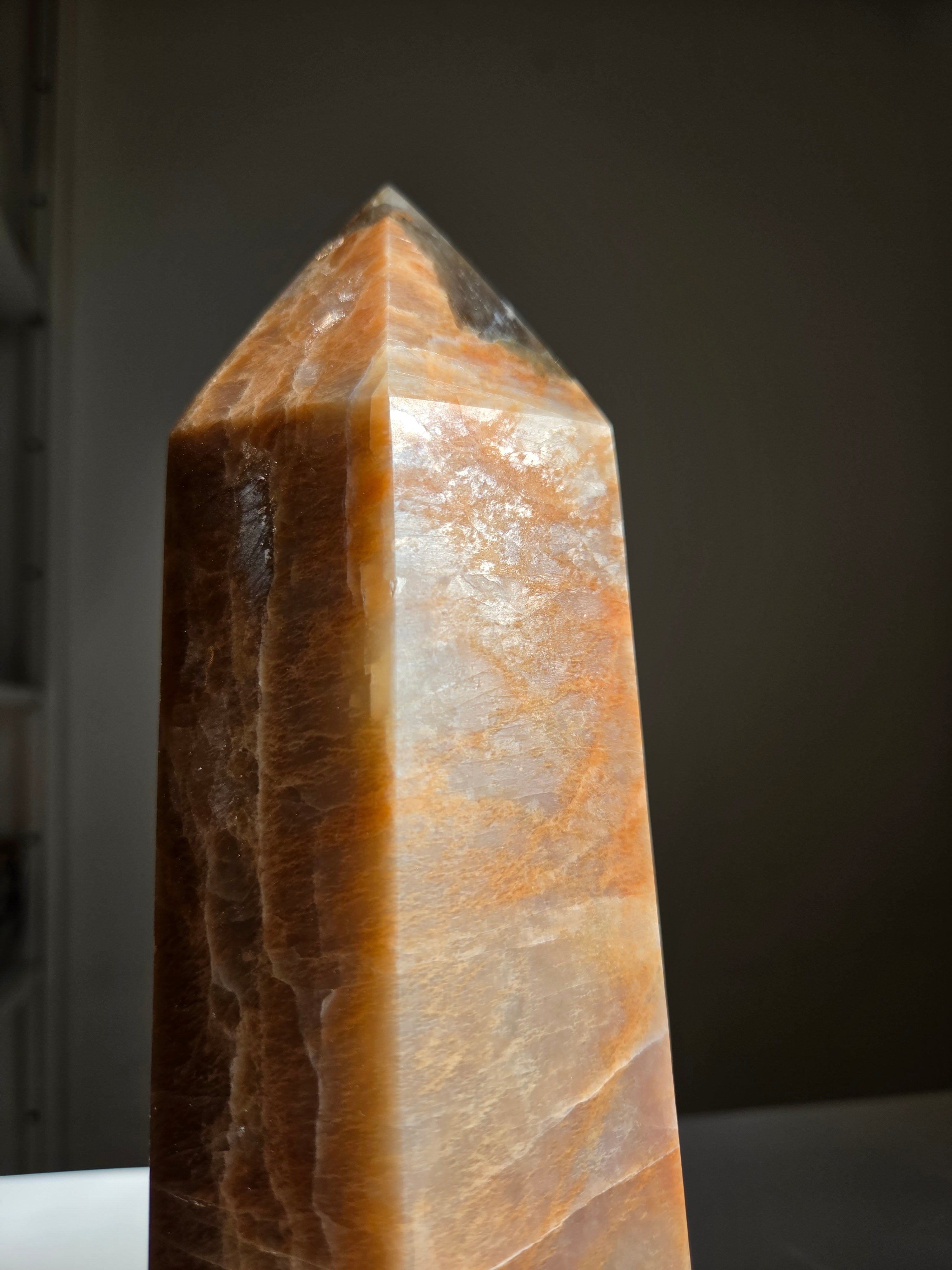 Peach Moonstone x Smoky Quartz Tower 002