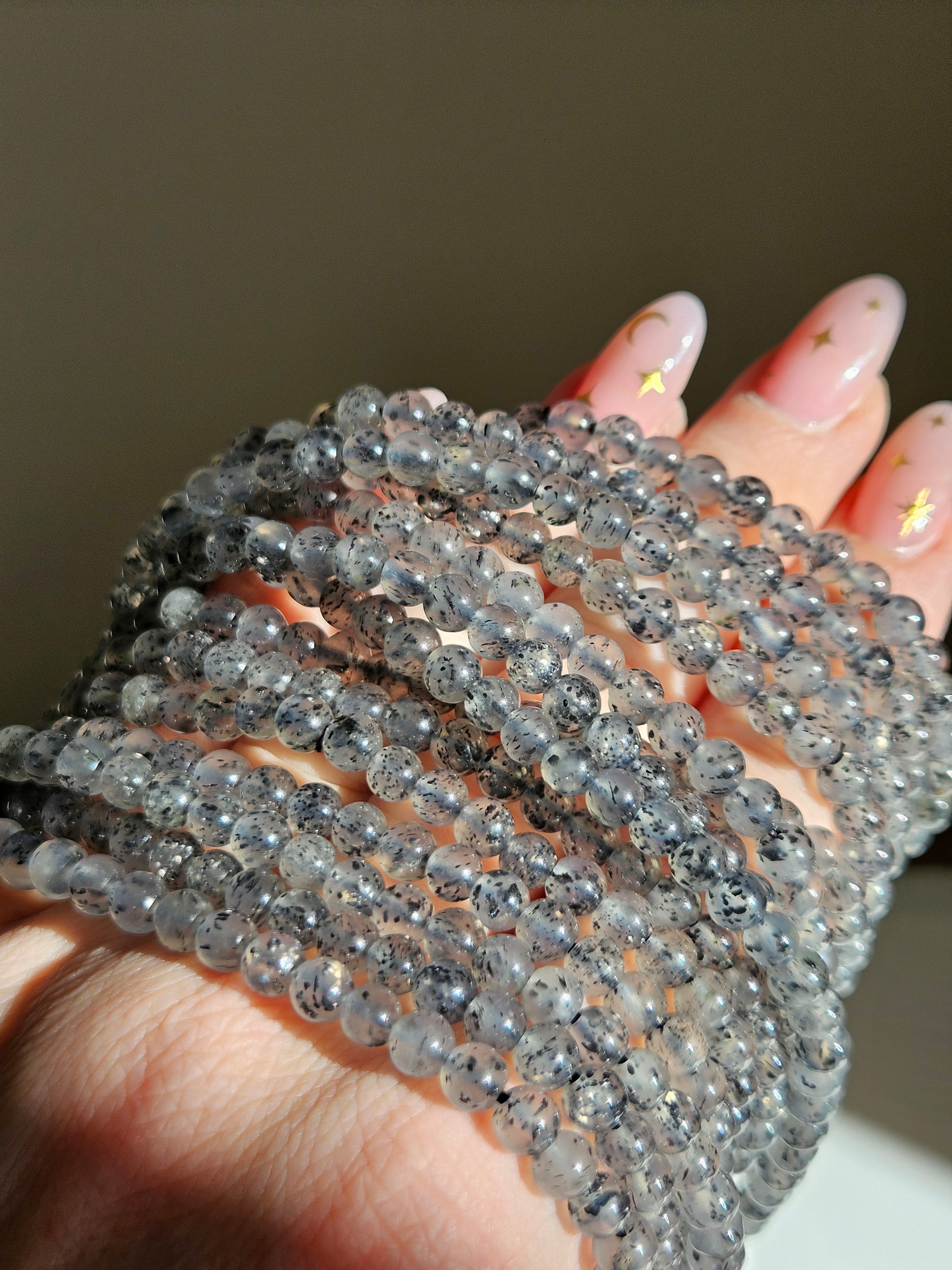 Silver Quartz x Mica 3 wrap bracelet | 6mm
