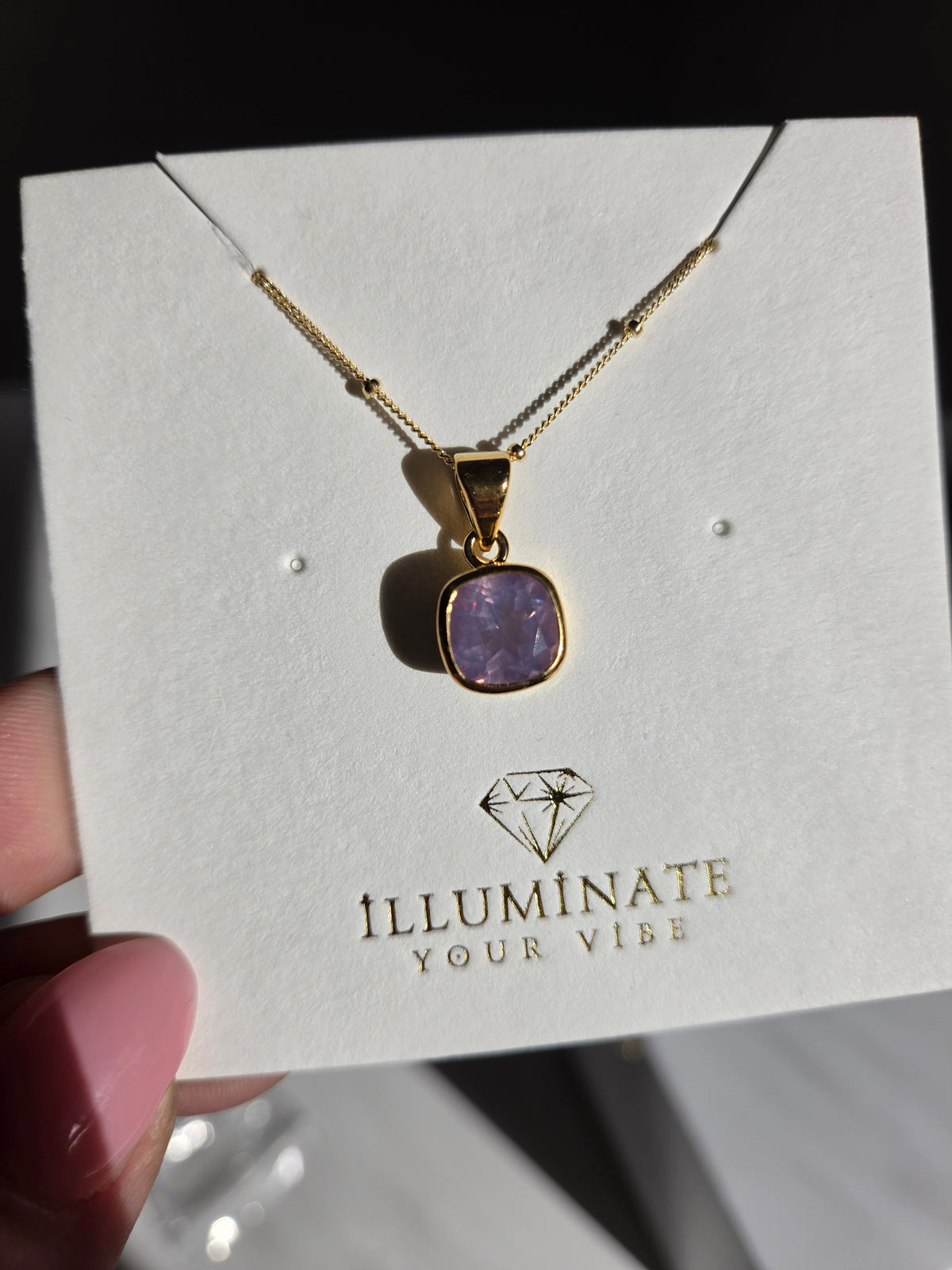 Lavender Quartz Gold Necklace 006
