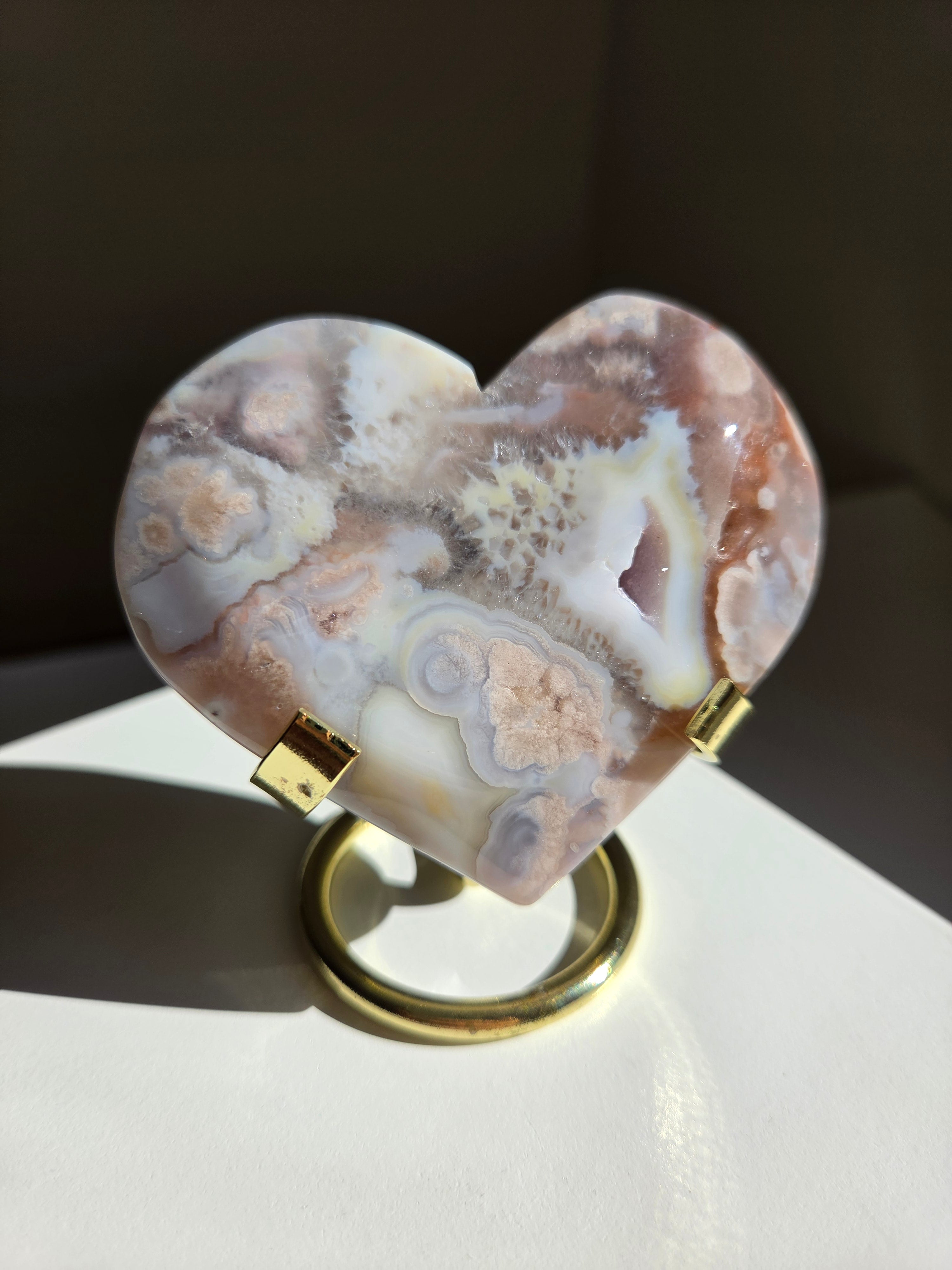 Flower Agate Heart 001