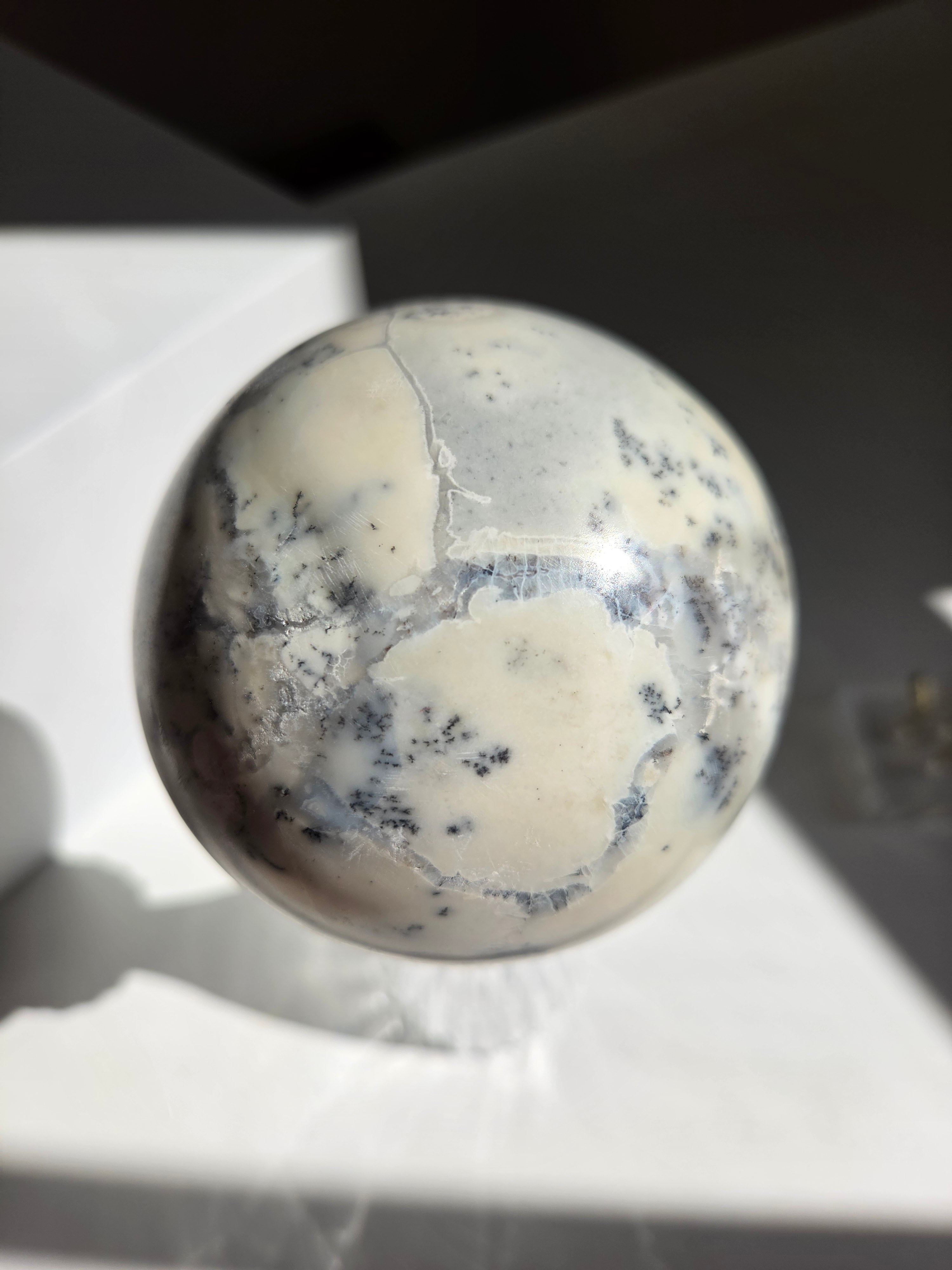 Dendritic Opal Sphere on Stand