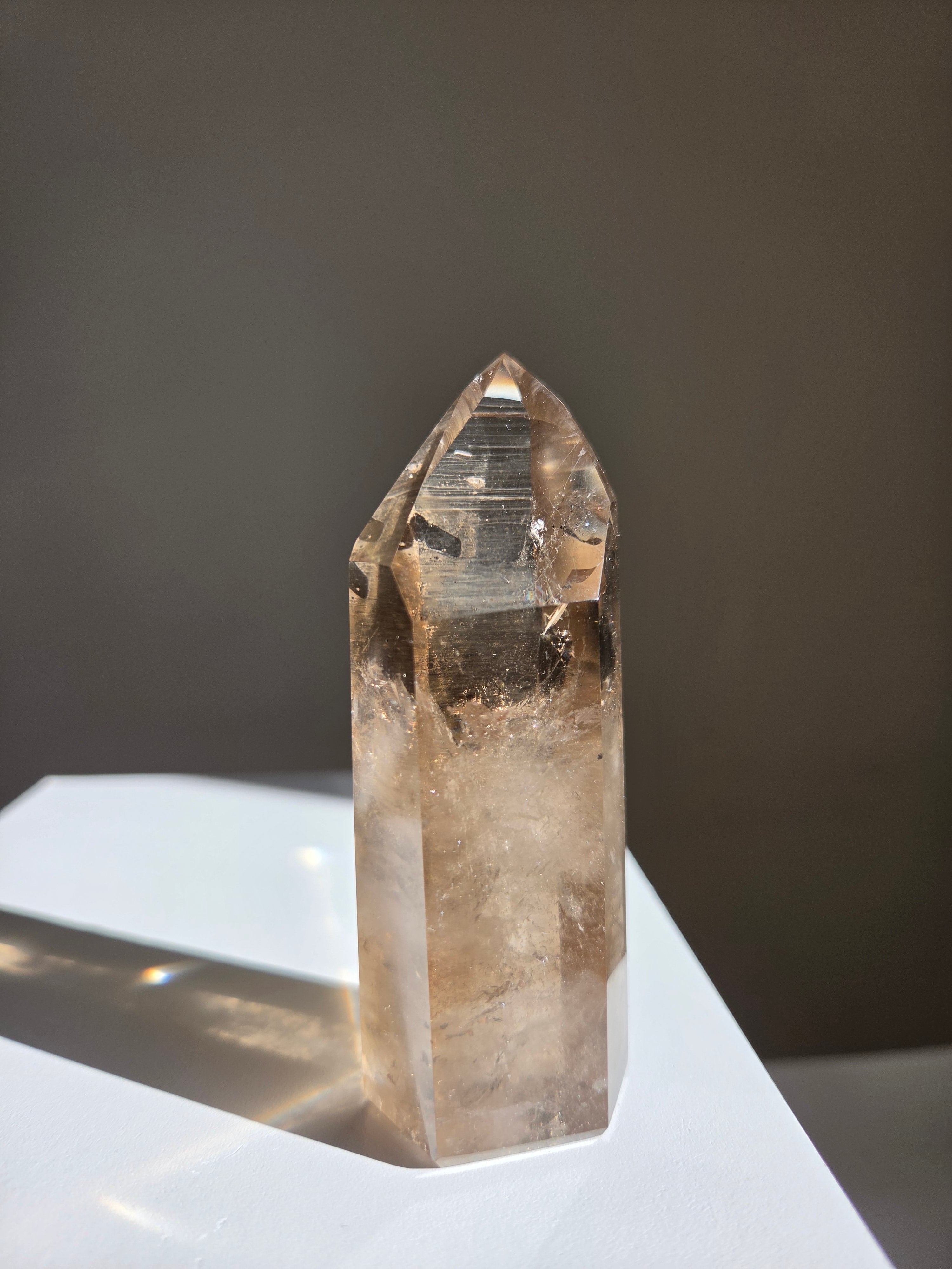Semipolished Smoky Lemurian Tower 002