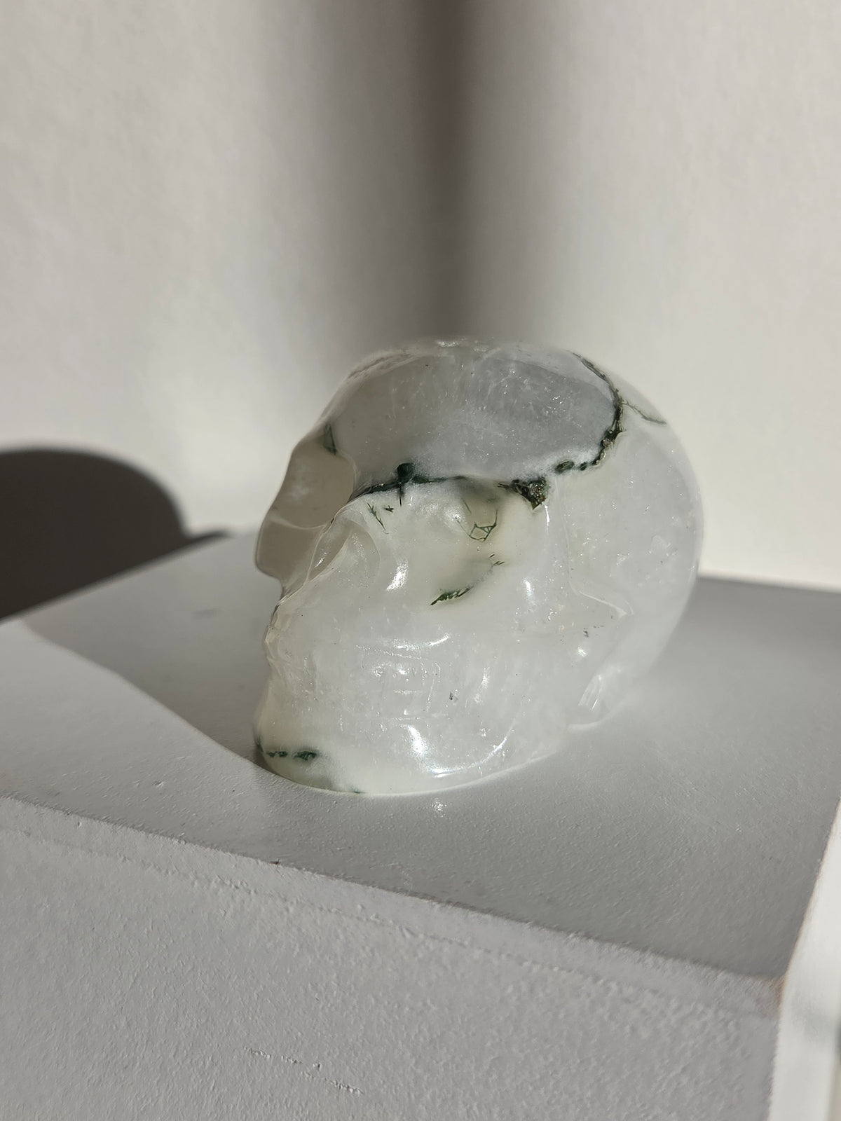 Moss Agate Skull 005