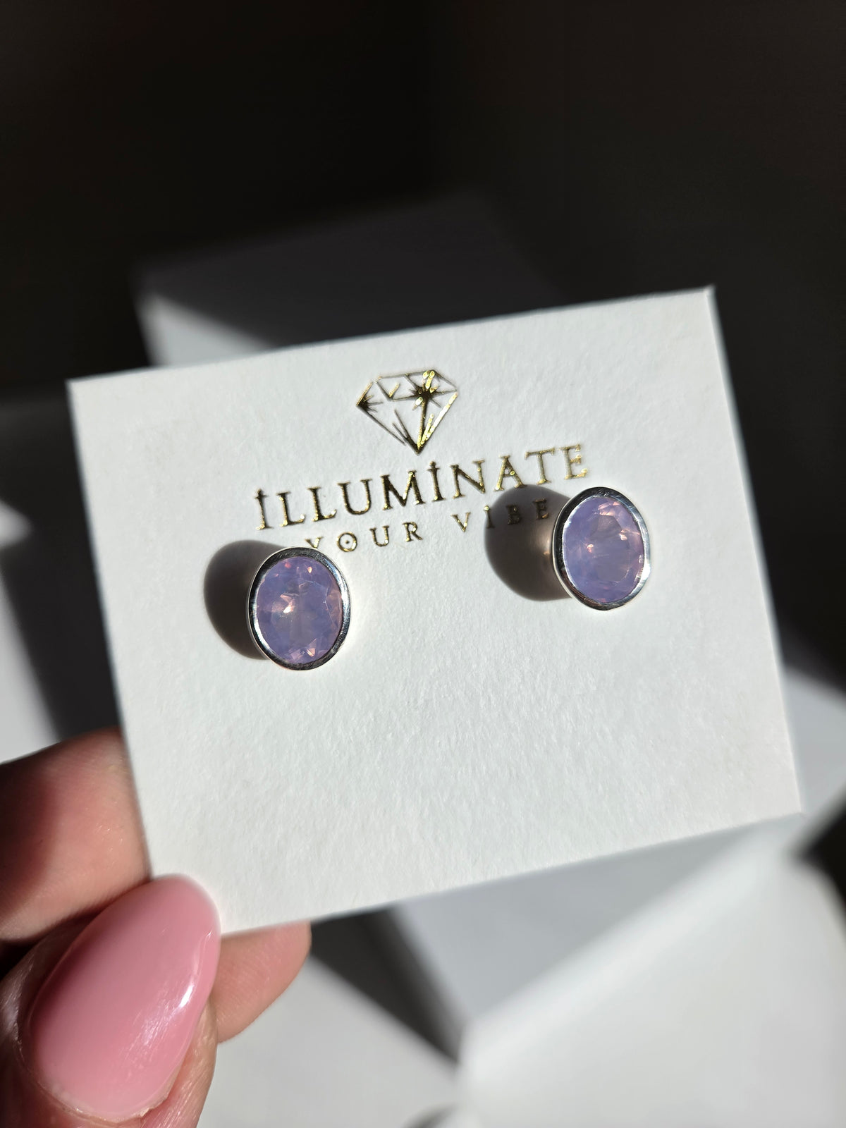 Lavender Quartz Stud Earrings 001