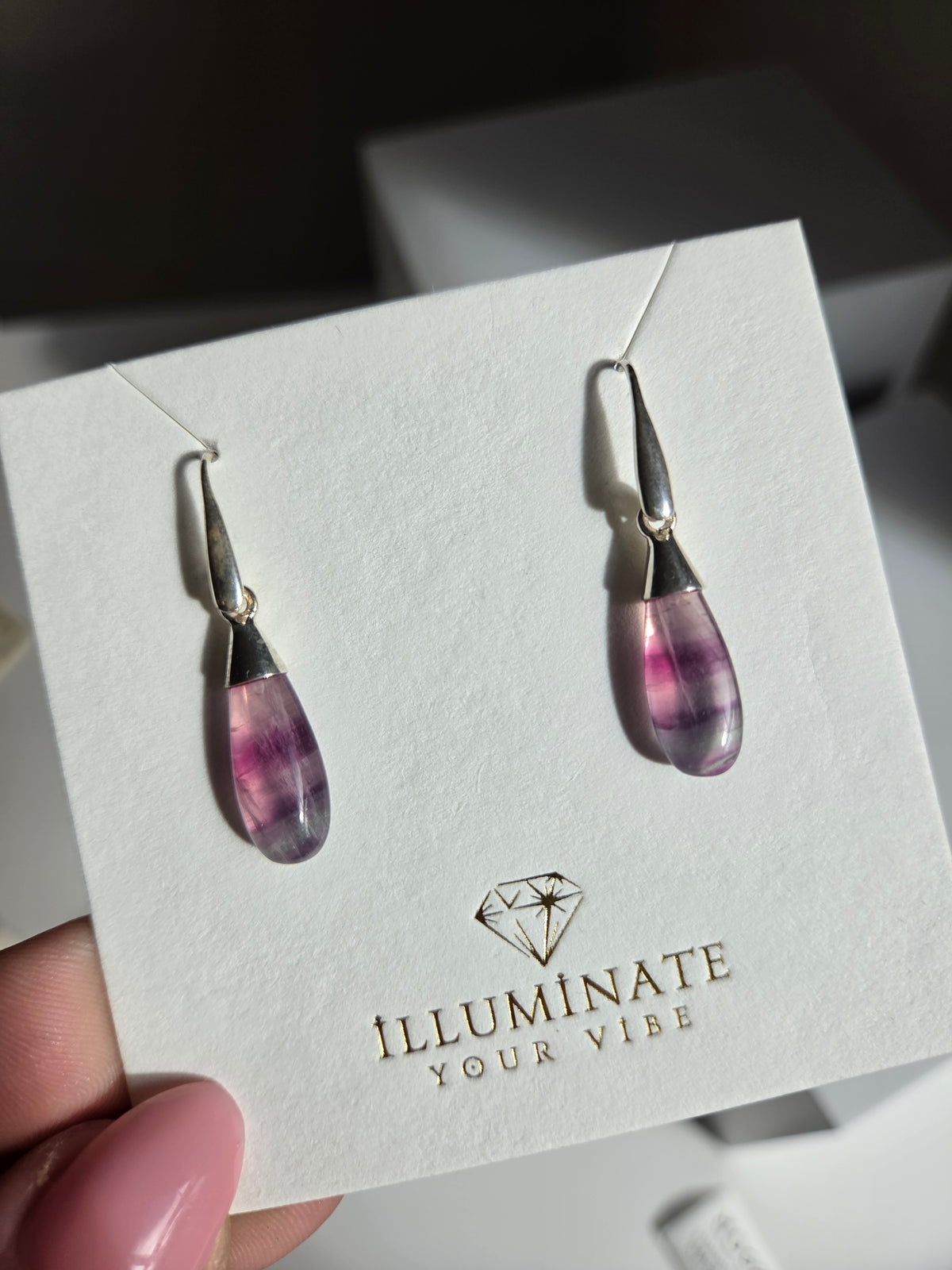 Fluorite Silver Earrings 001