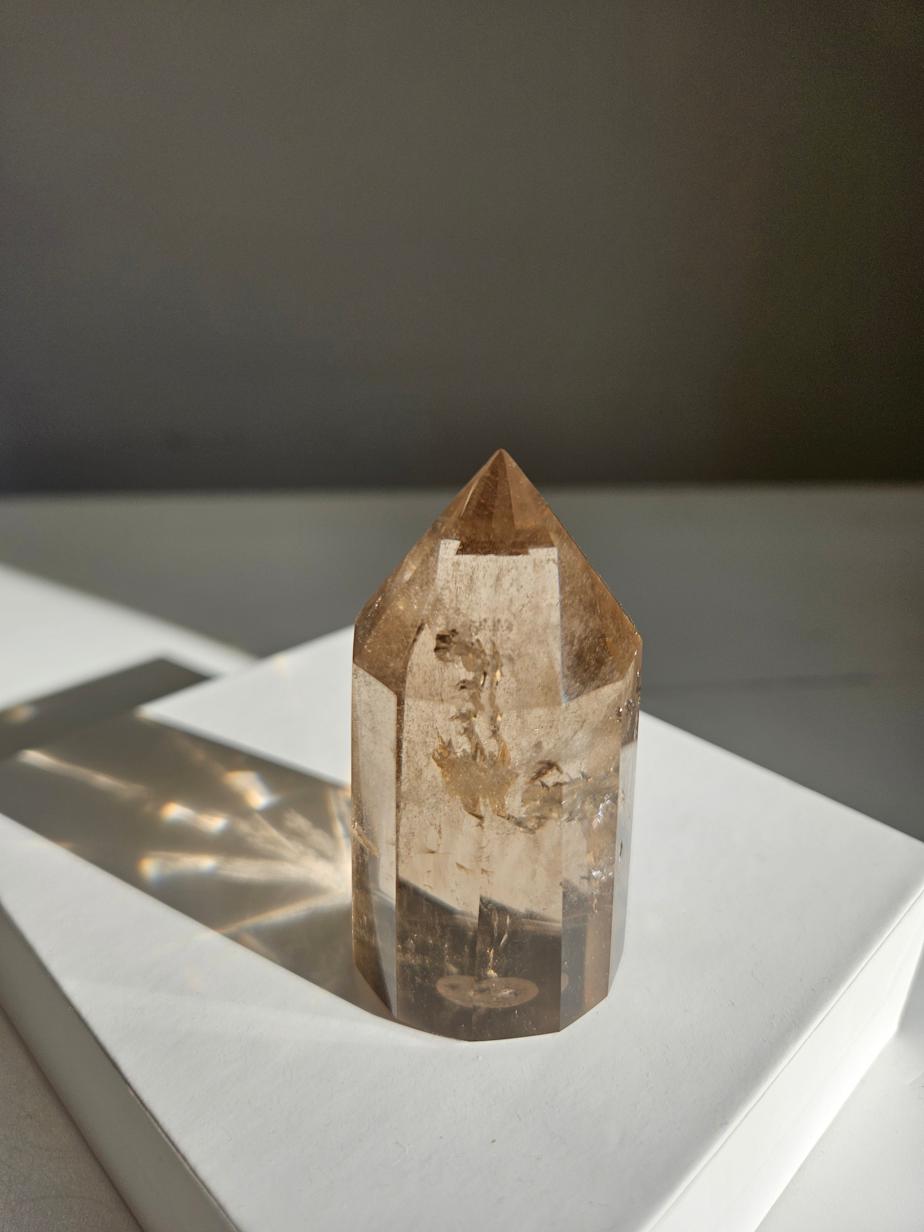 Faceted Smoky Quartz Tower 001