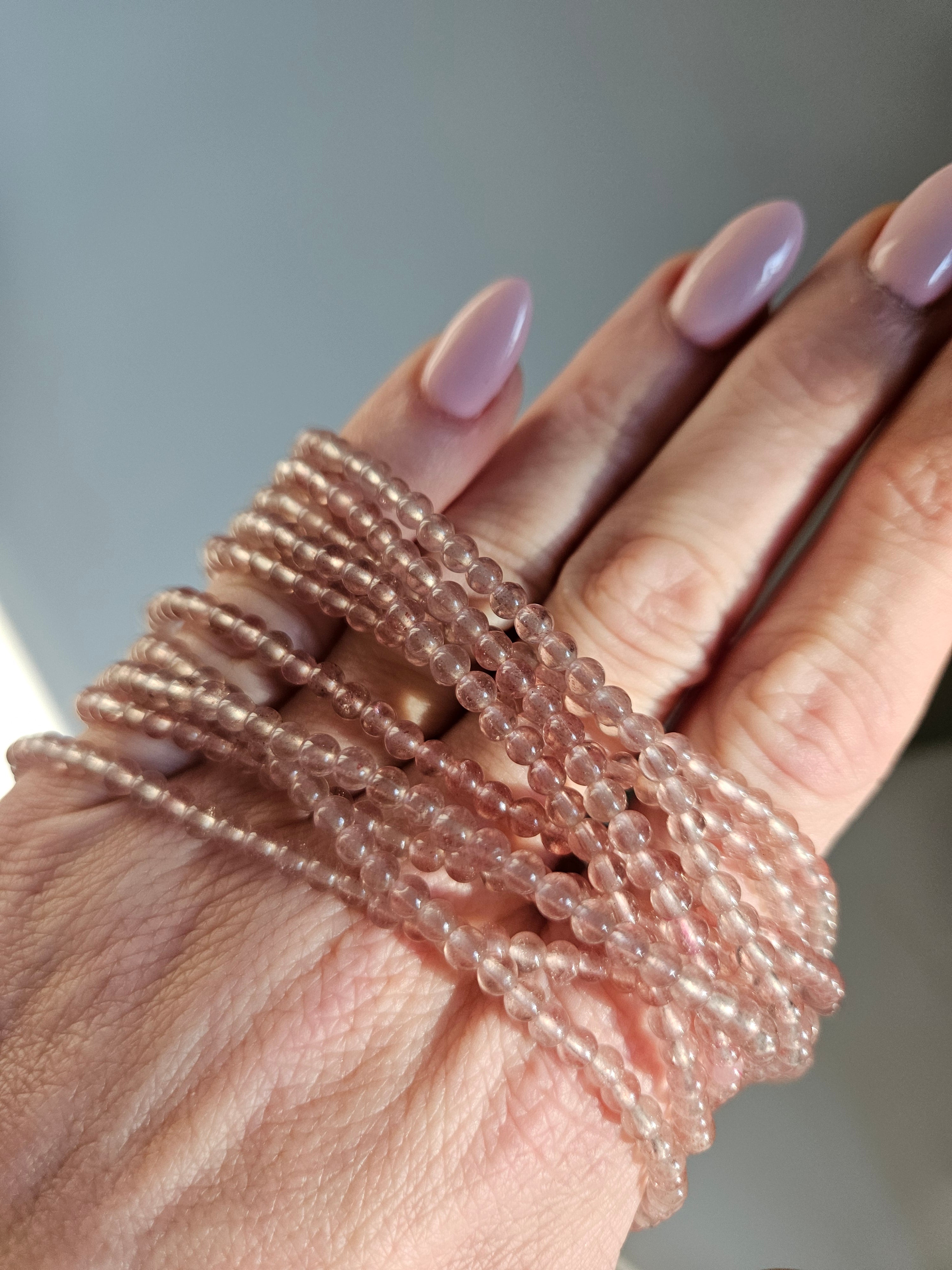 Strawberry Quartz 3 wrap Bracelet | 4mm